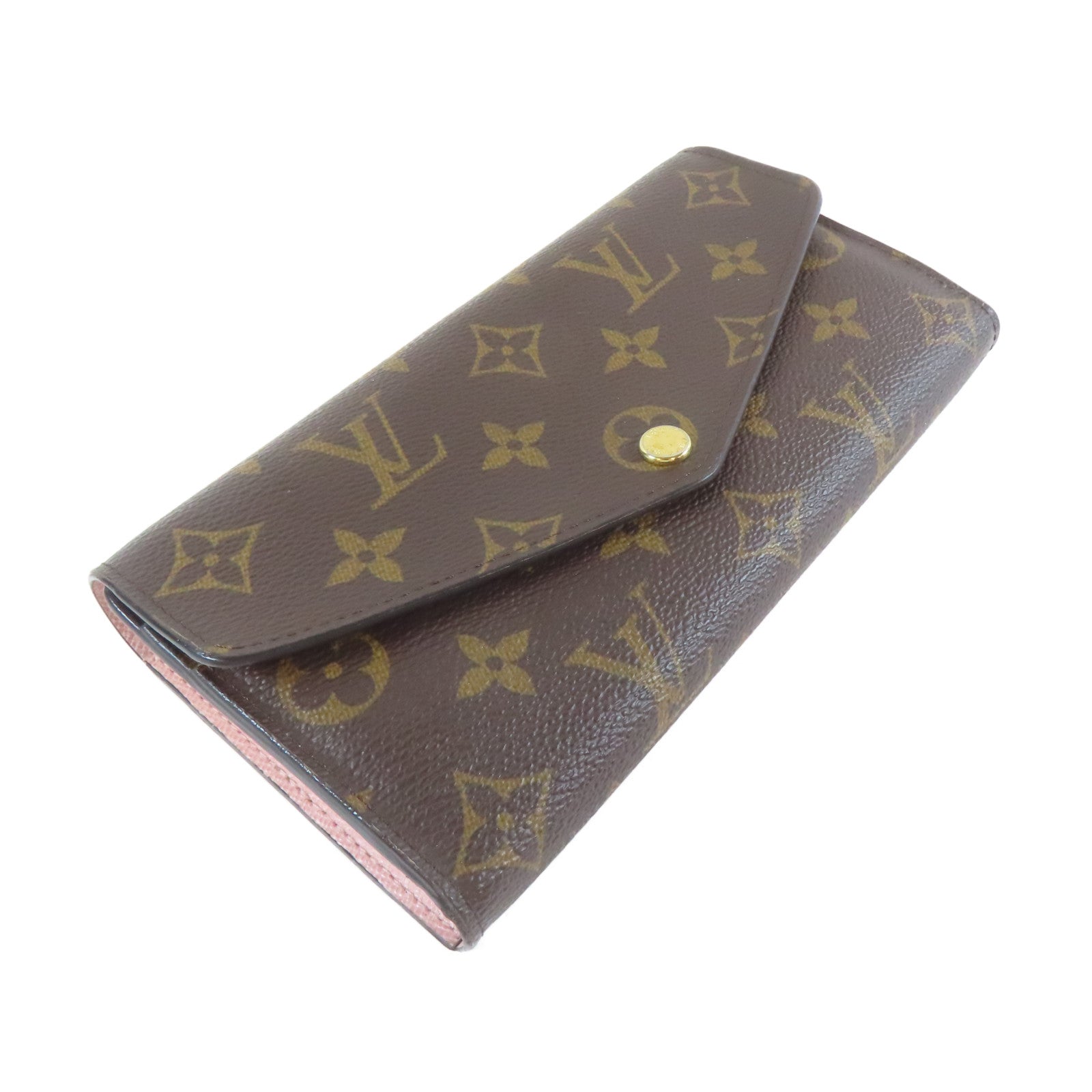 LOUIS VUITTON Monogram Wallet金扣啪鈕長錢包啡色
