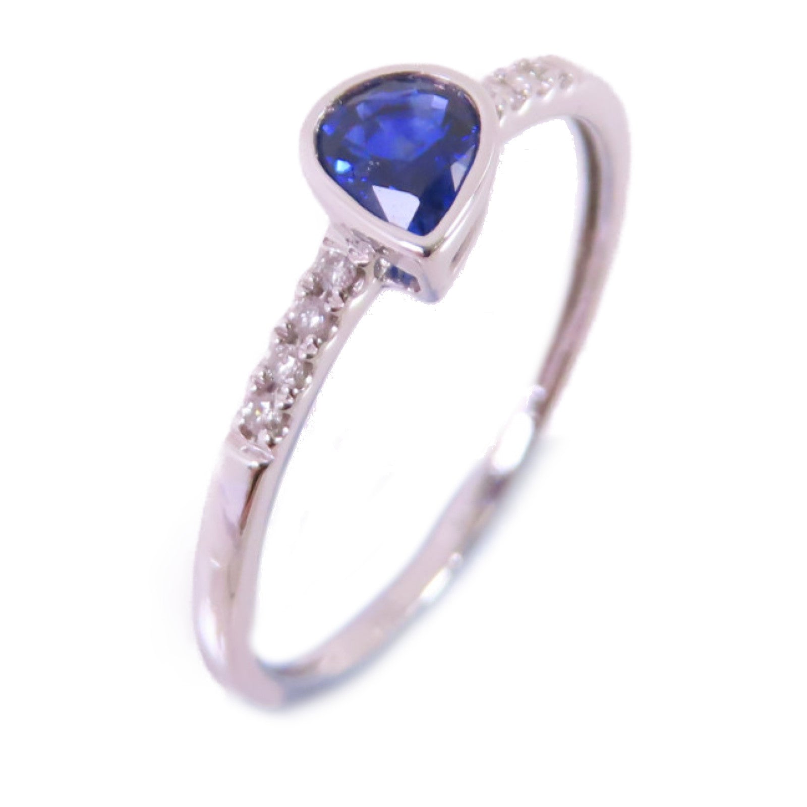 JEWELRY 18K白金/0.38ct藍寶石/0.05ct鑽石Sapphire Diamond Ring戒指US#5.25