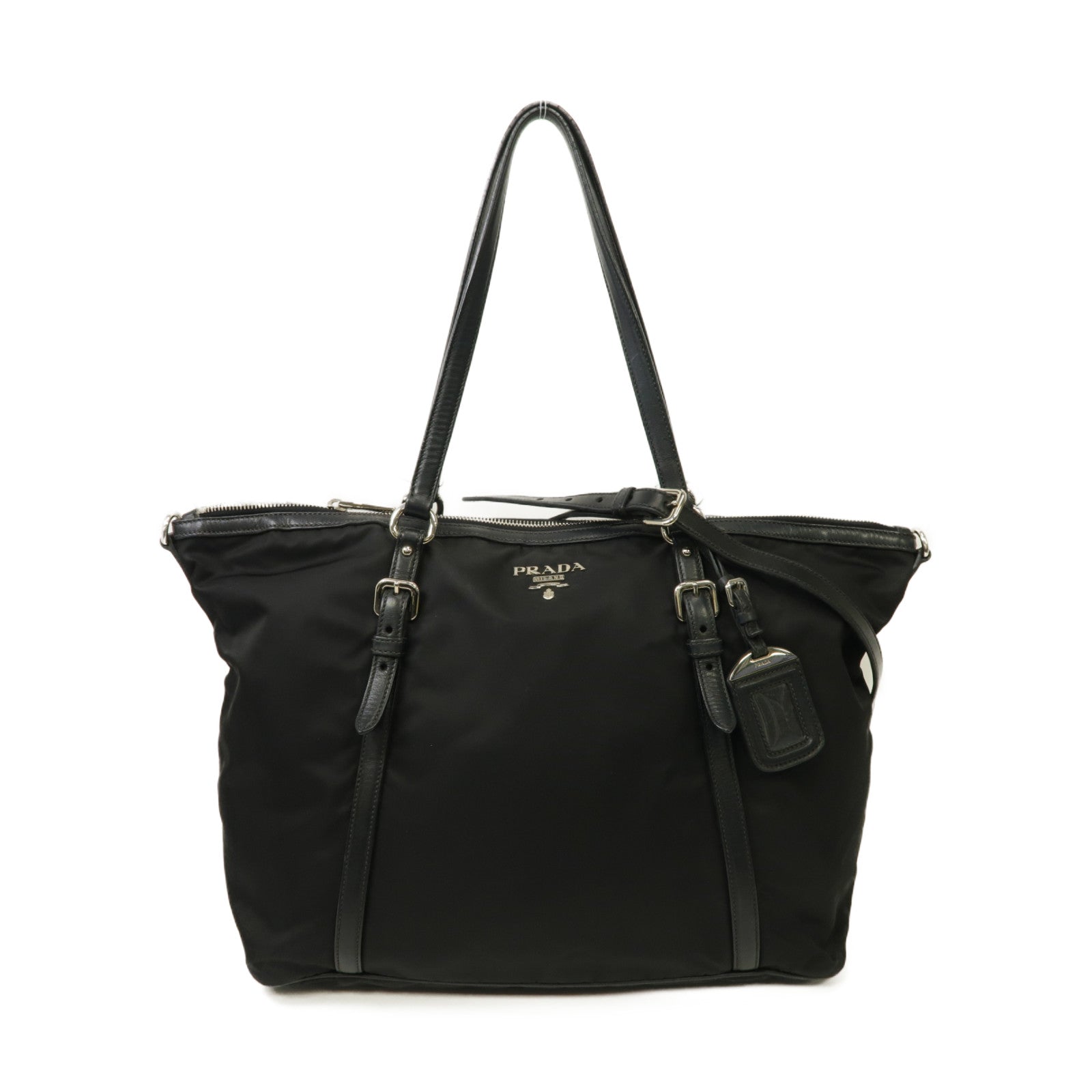 PRADA 尼龍2way Shoulder Bag銀扣手挽肩背兩用袋黑色