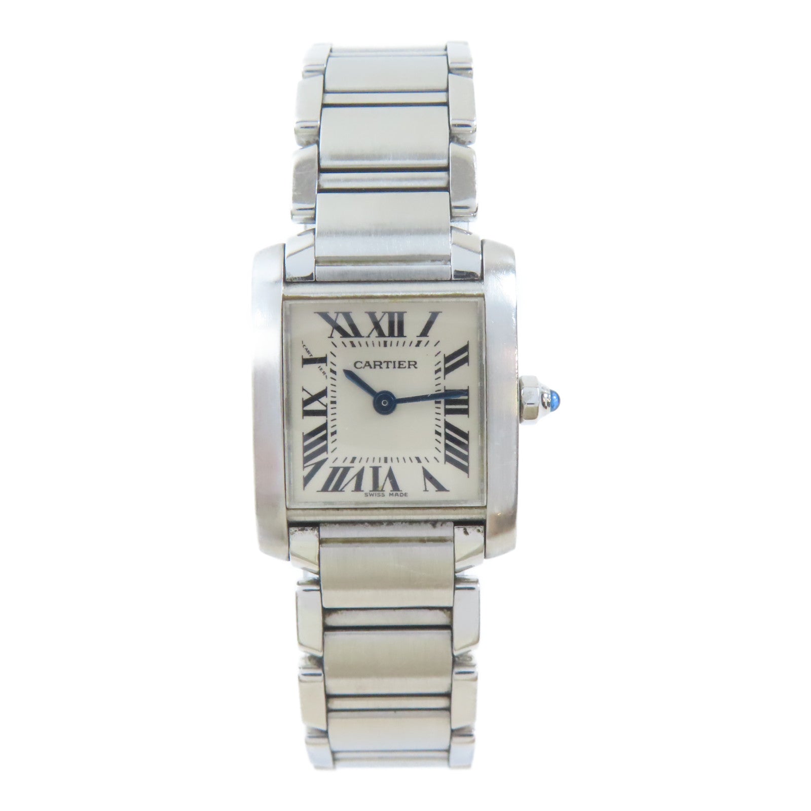 CARTIER Tank Francaise不鏽鋼手錶石英機芯白色#13.75cm