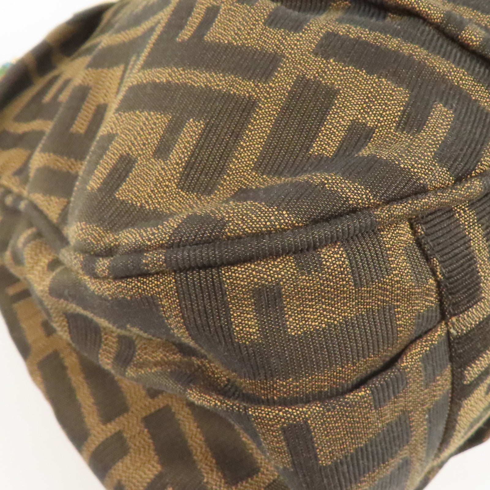 FENDI GHW Mia Tote Bag Shoulder Bag Canvas Brown/Green