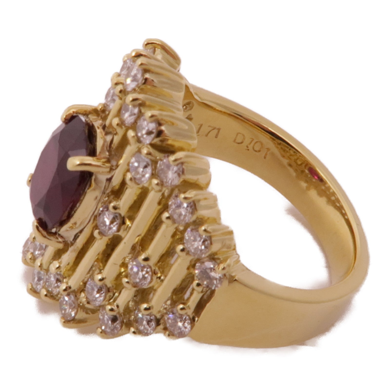 JEWELRY 【激減優惠】18K黃金Ruby Diamond Ring紅寶石/鑽石戒指US#5.5