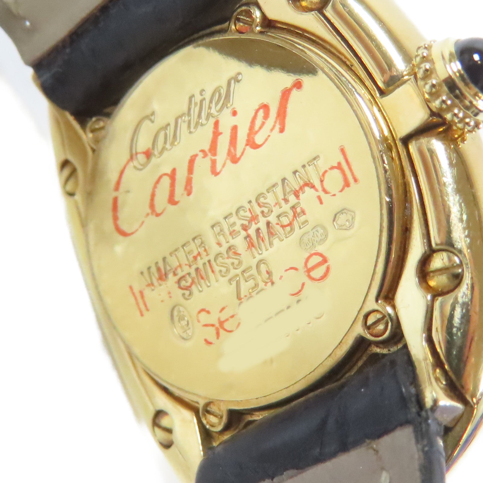 CARTIER Baignoire 18K黃金石英機芯手錶白色