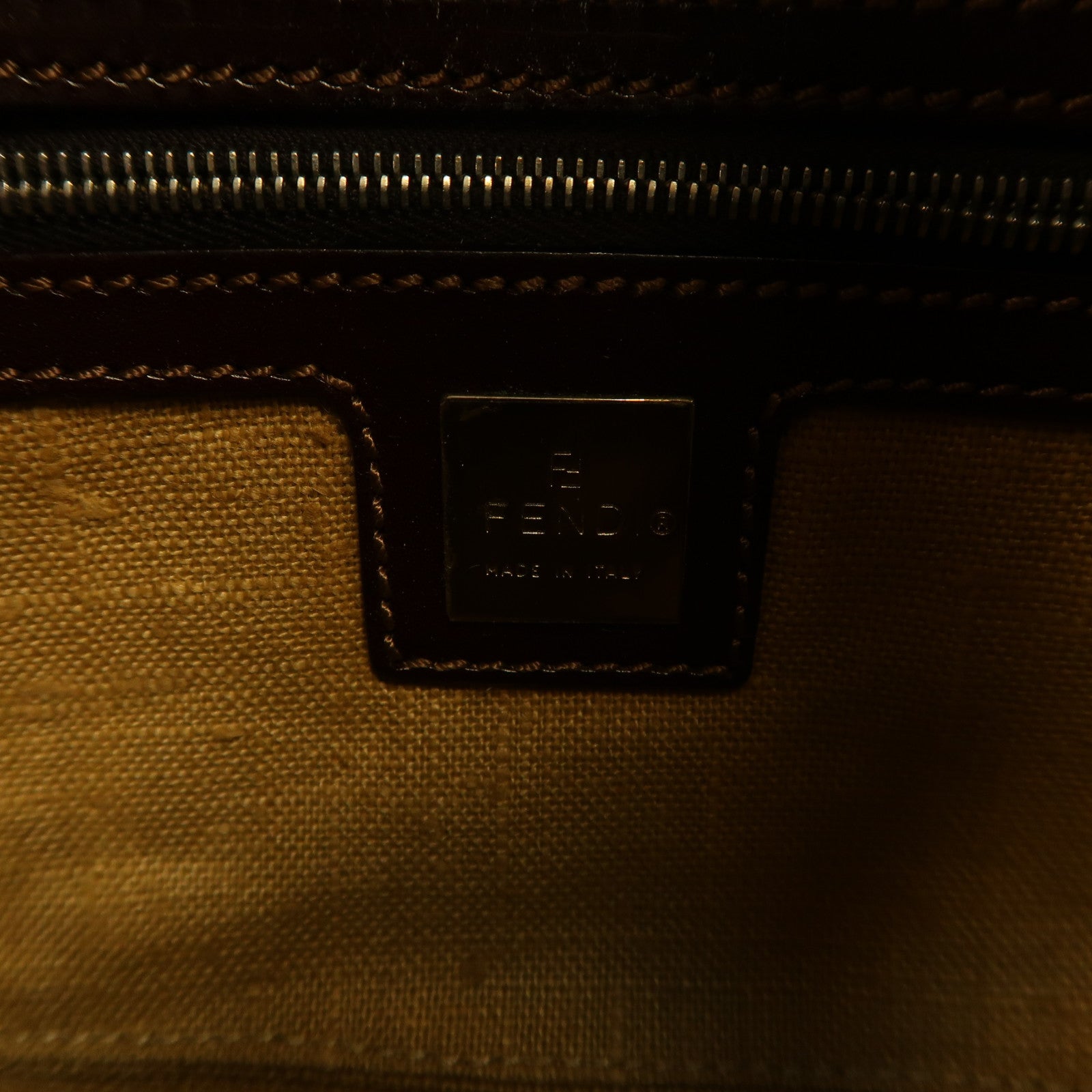 FENDI 馬毛Baguette銀扣手挽袋啡色
