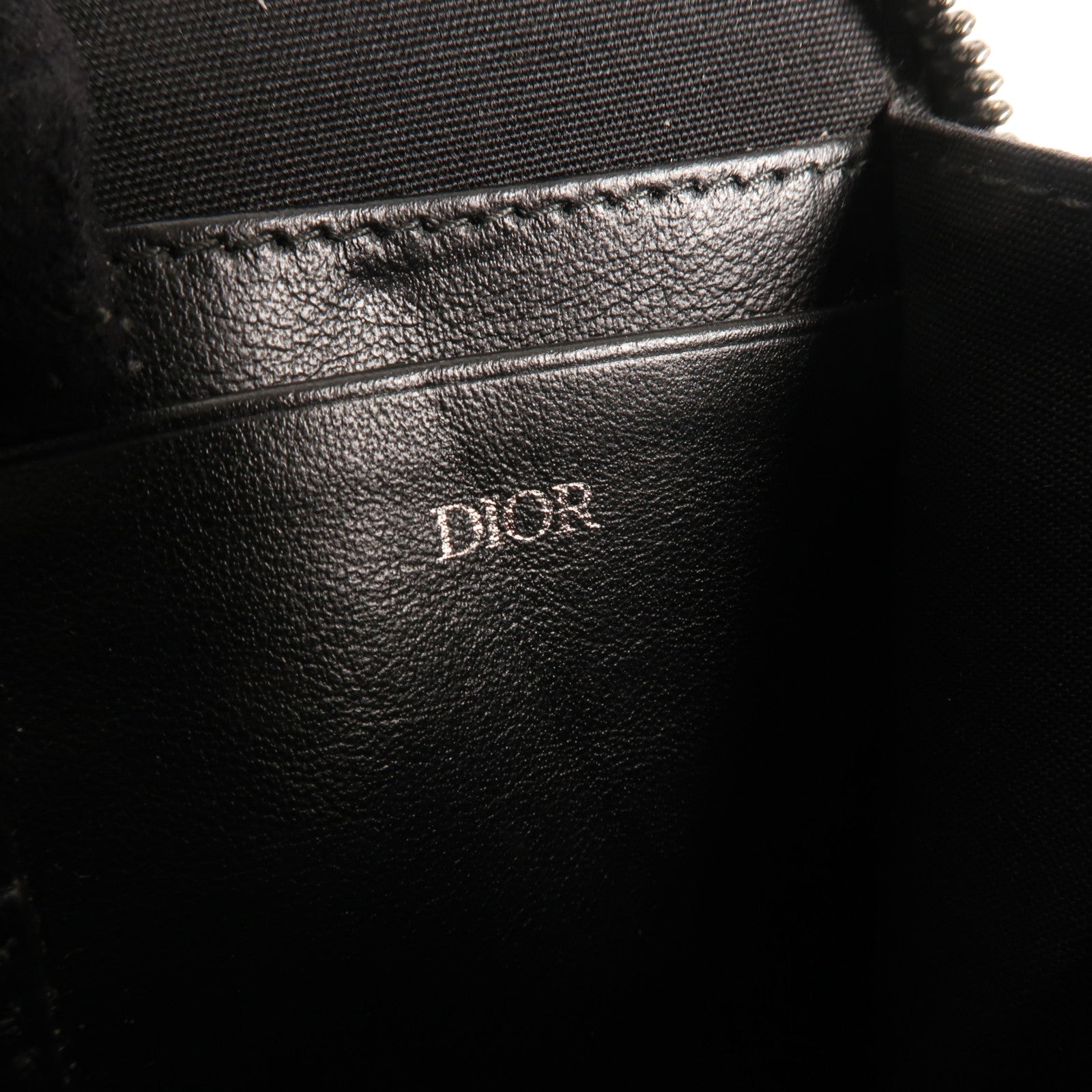 Dior Oblique帆布Zipper Pouch With Strap銀扣肩背袋