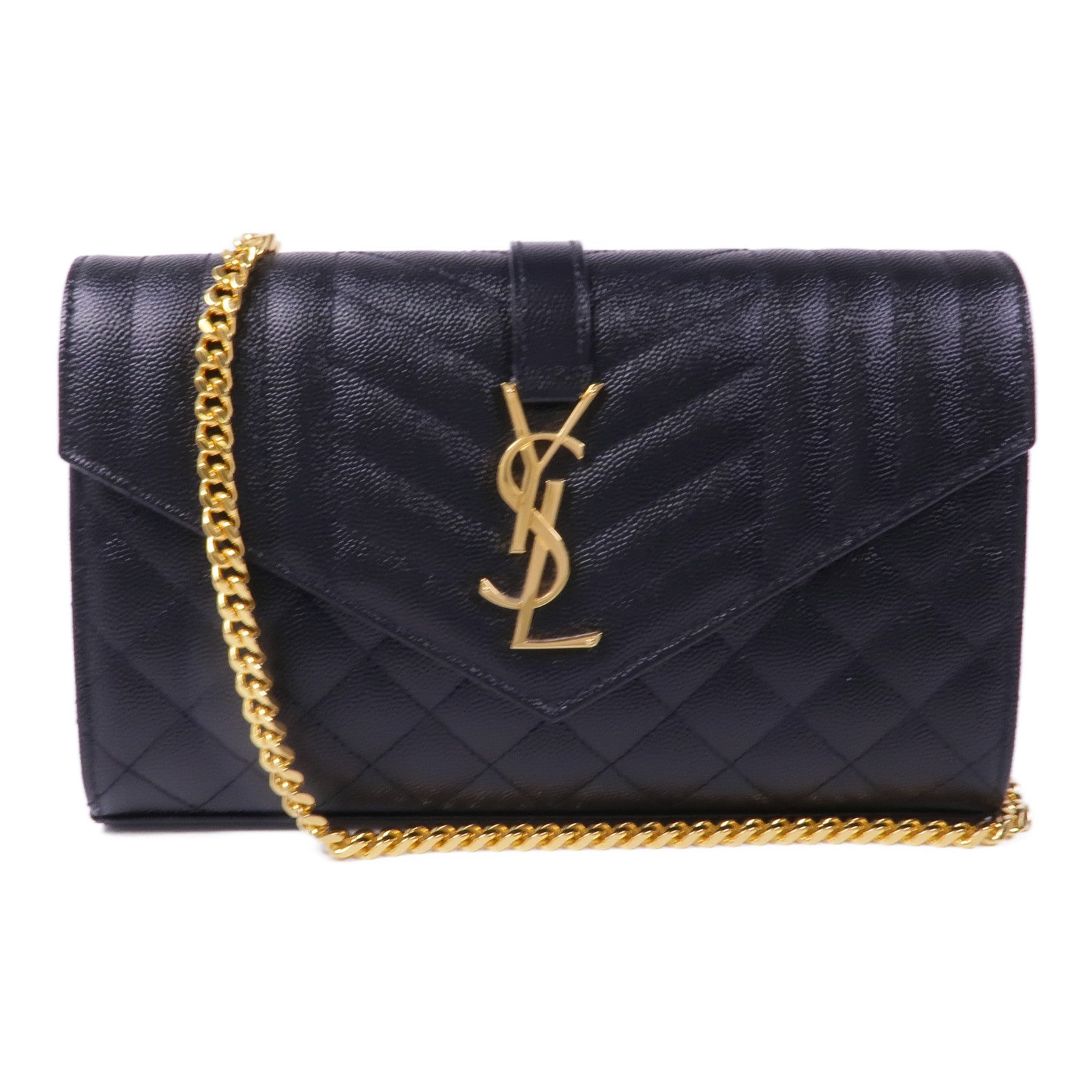 SAINT LAURENT 牛皮皮革Envelope Small金扣鏈帶肩背袋