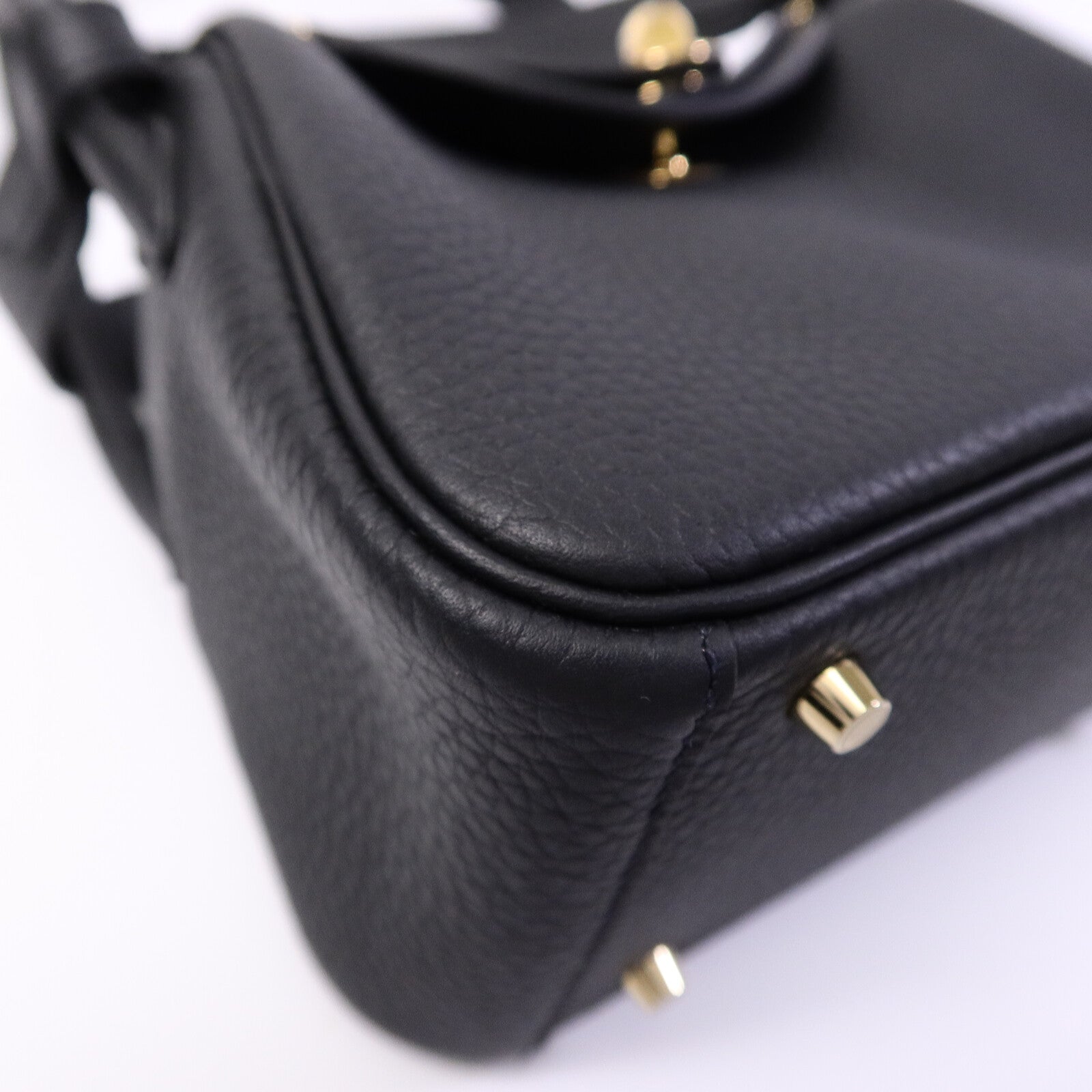 HERMES Clemence皮革Mini Lindy手挽肩背兩用袋Noir