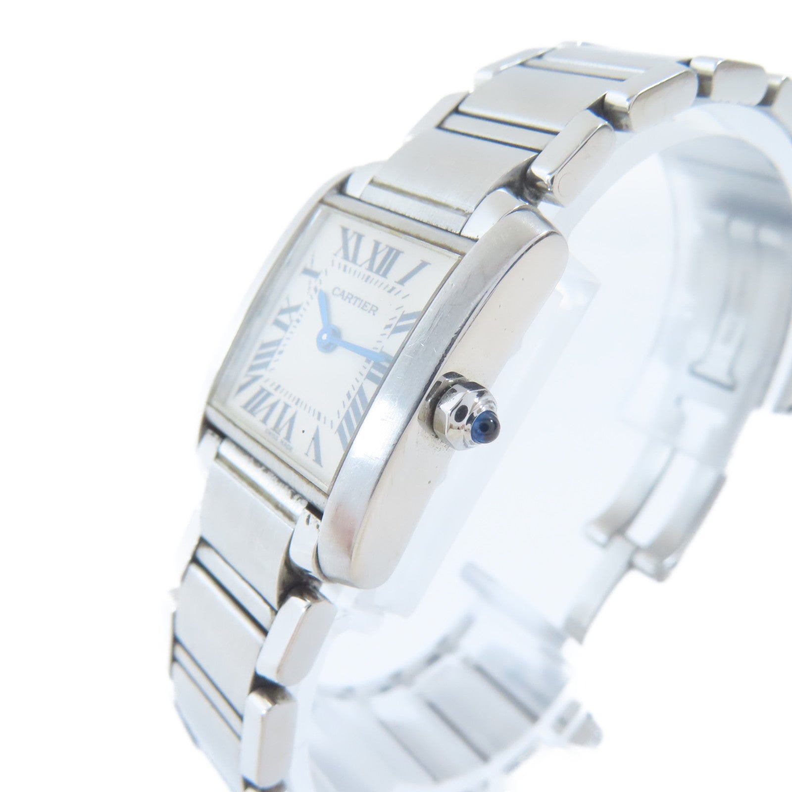 CARTIER Tank Francaise不鏽鋼手錶石英機芯白色#13.75cm