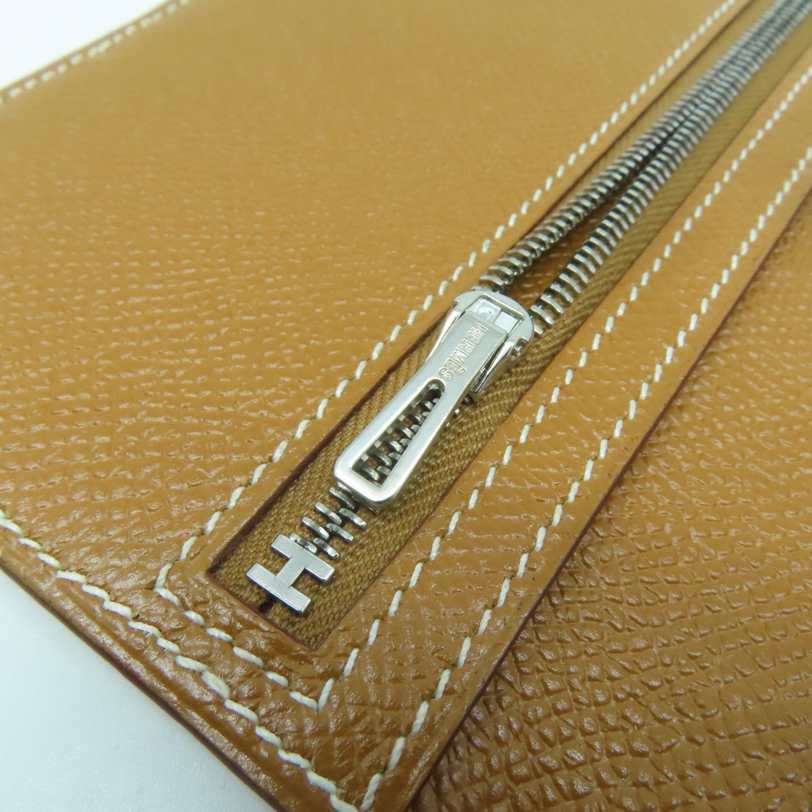 HERMES 【激減優惠】Epsom皮革Bearn Long Wallet銀扣長錢包Gold經典駝色