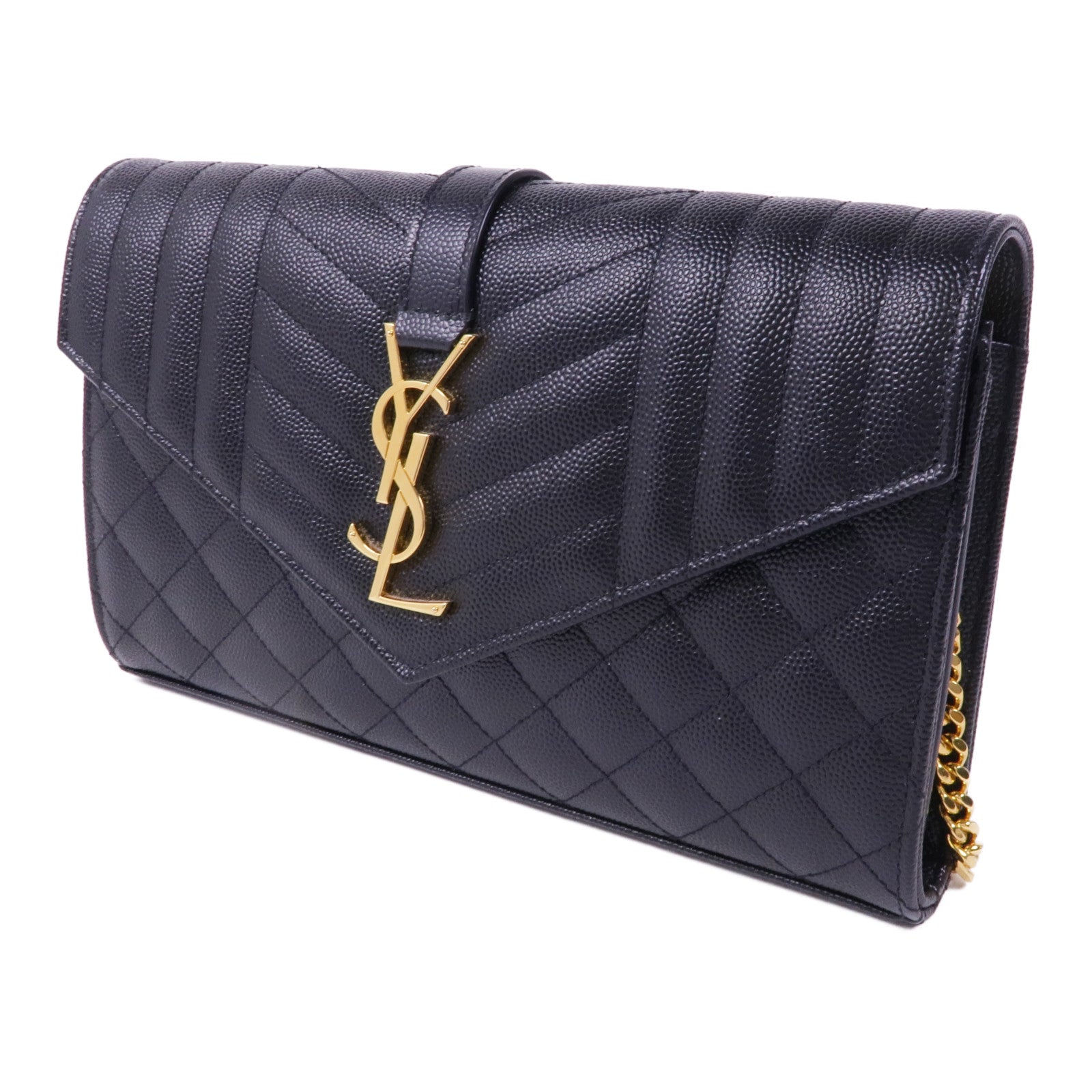 SAINT LAURENT 牛皮皮革Envelope Small金扣鏈帶肩背袋