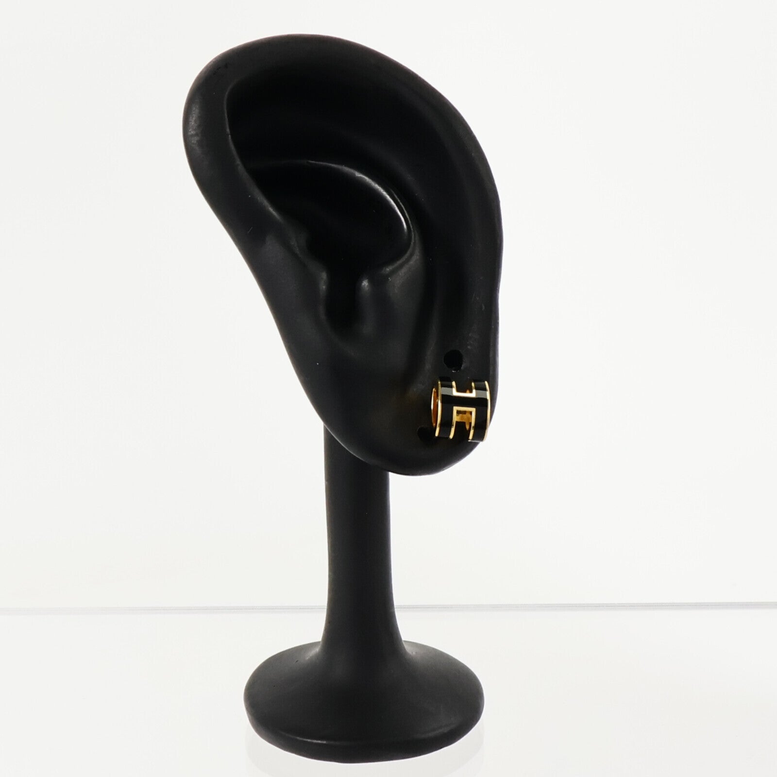 HERMES 金屬/琺瑯Mini Pop H耳環Black