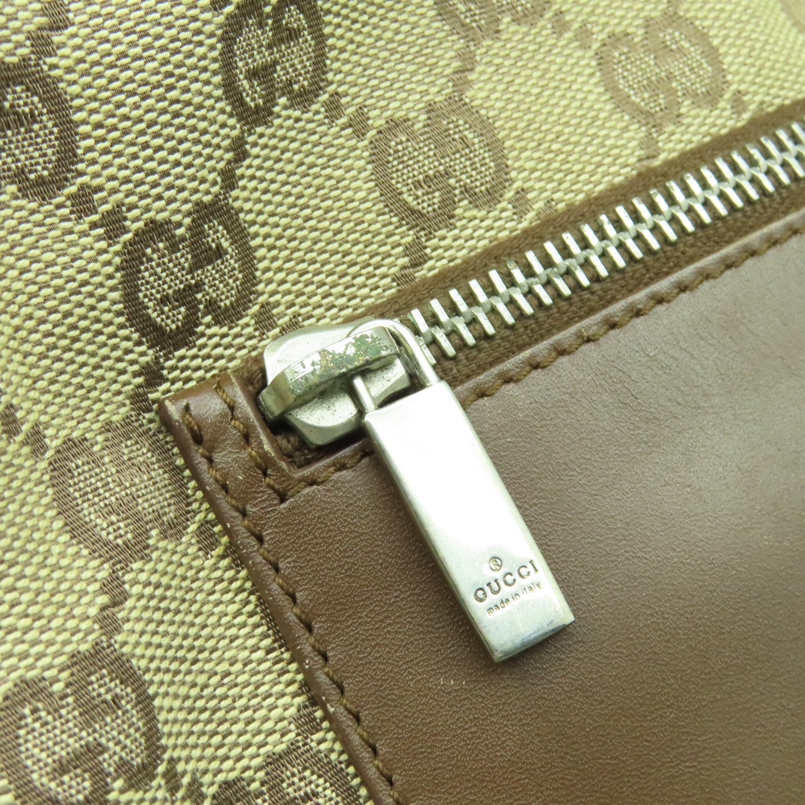 GUCCI 帆布Shoulder Bag銀扣肩背袋啡色