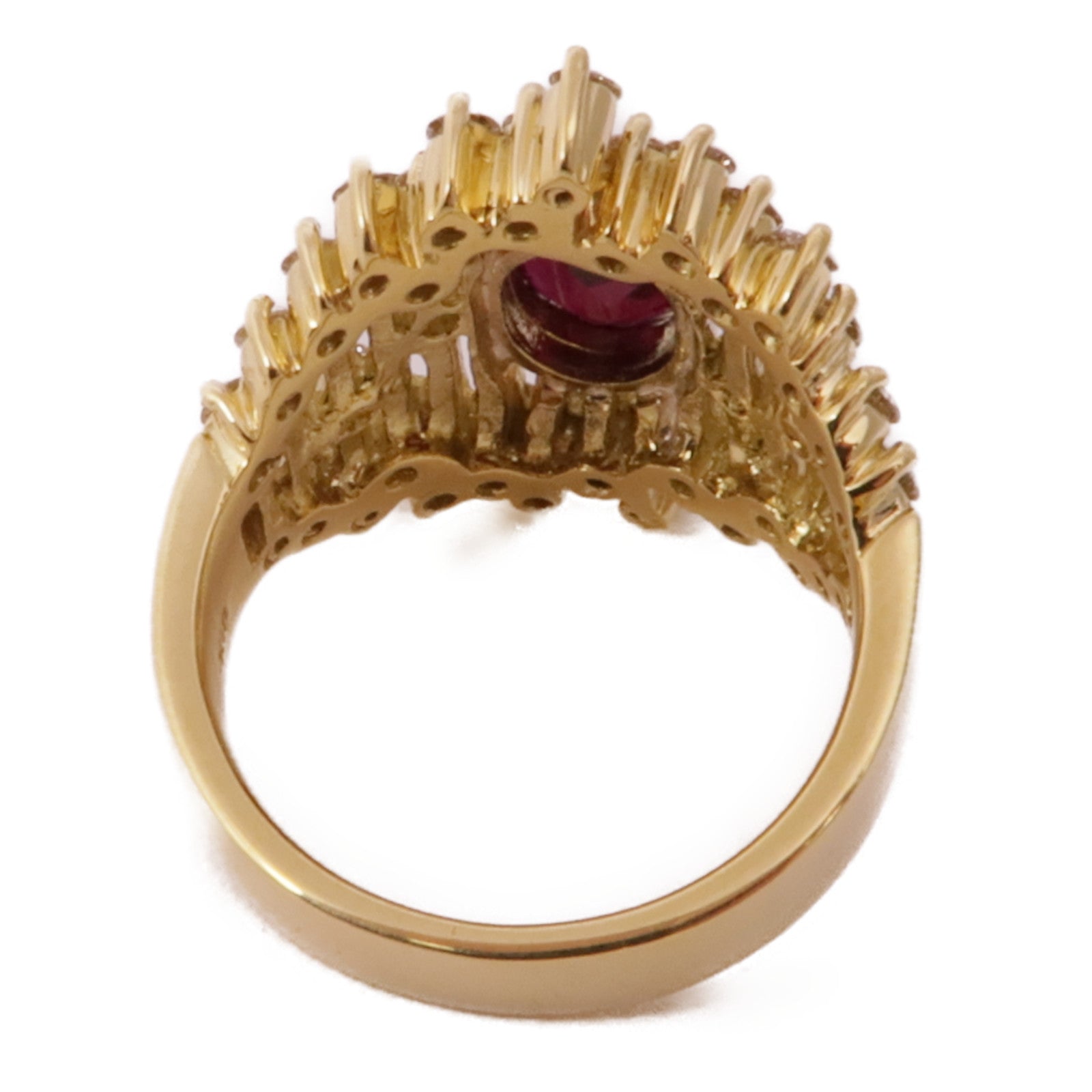 JEWELRY 【激減優惠】18K黃金Ruby Diamond Ring紅寶石/鑽石戒指US#5.5