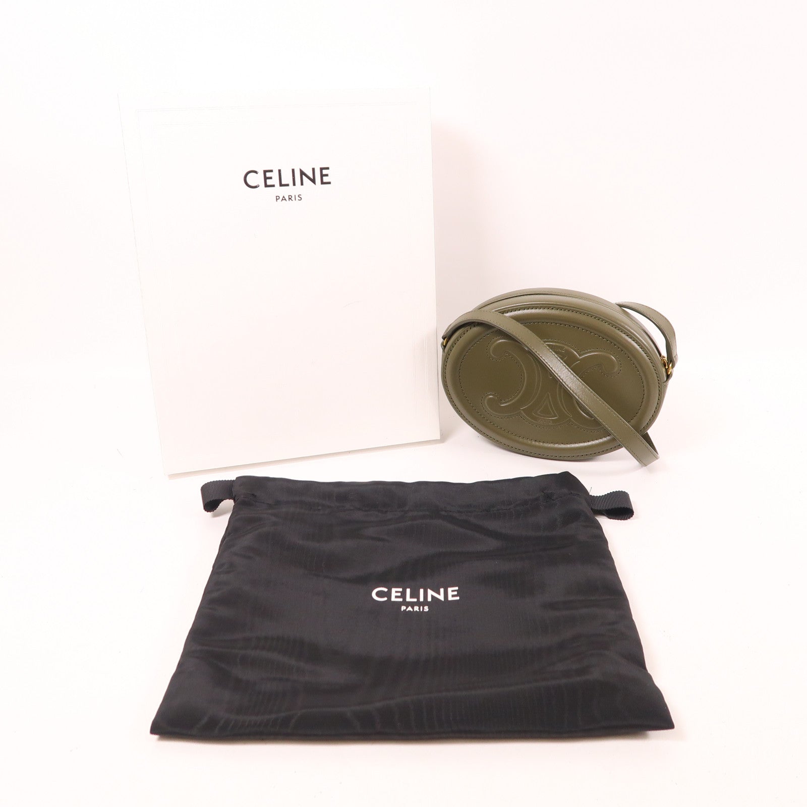 CELINE 牛皮皮革Oval金扣肩背袋