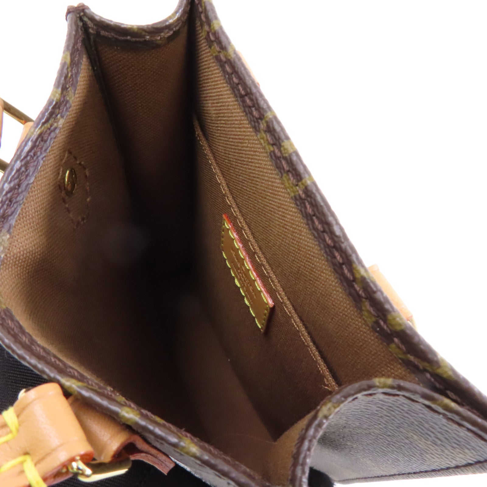 LOUIS VUITTON Monogram Petit Sac Plat金扣手挽肩背兩用袋啡色