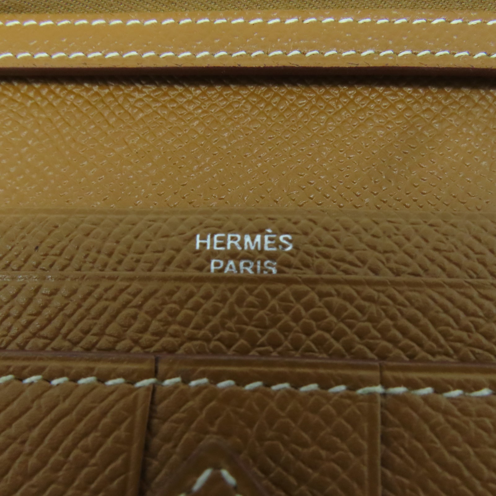HERMES 【激減優惠】Epsom皮革Bearn Long Wallet銀扣長錢包Gold經典駝色