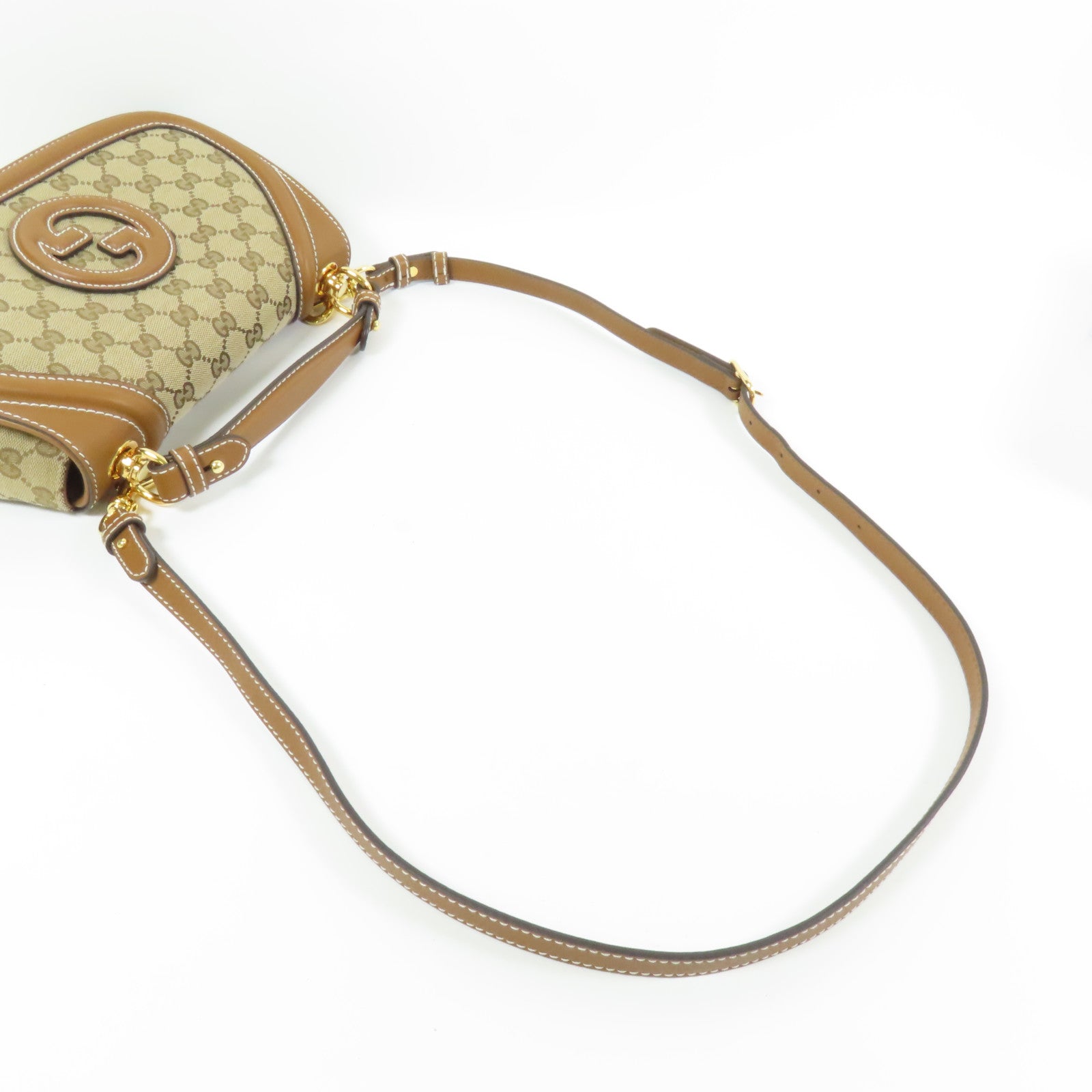 GUCCI 帆布Medium Blondie金扣手挽袋