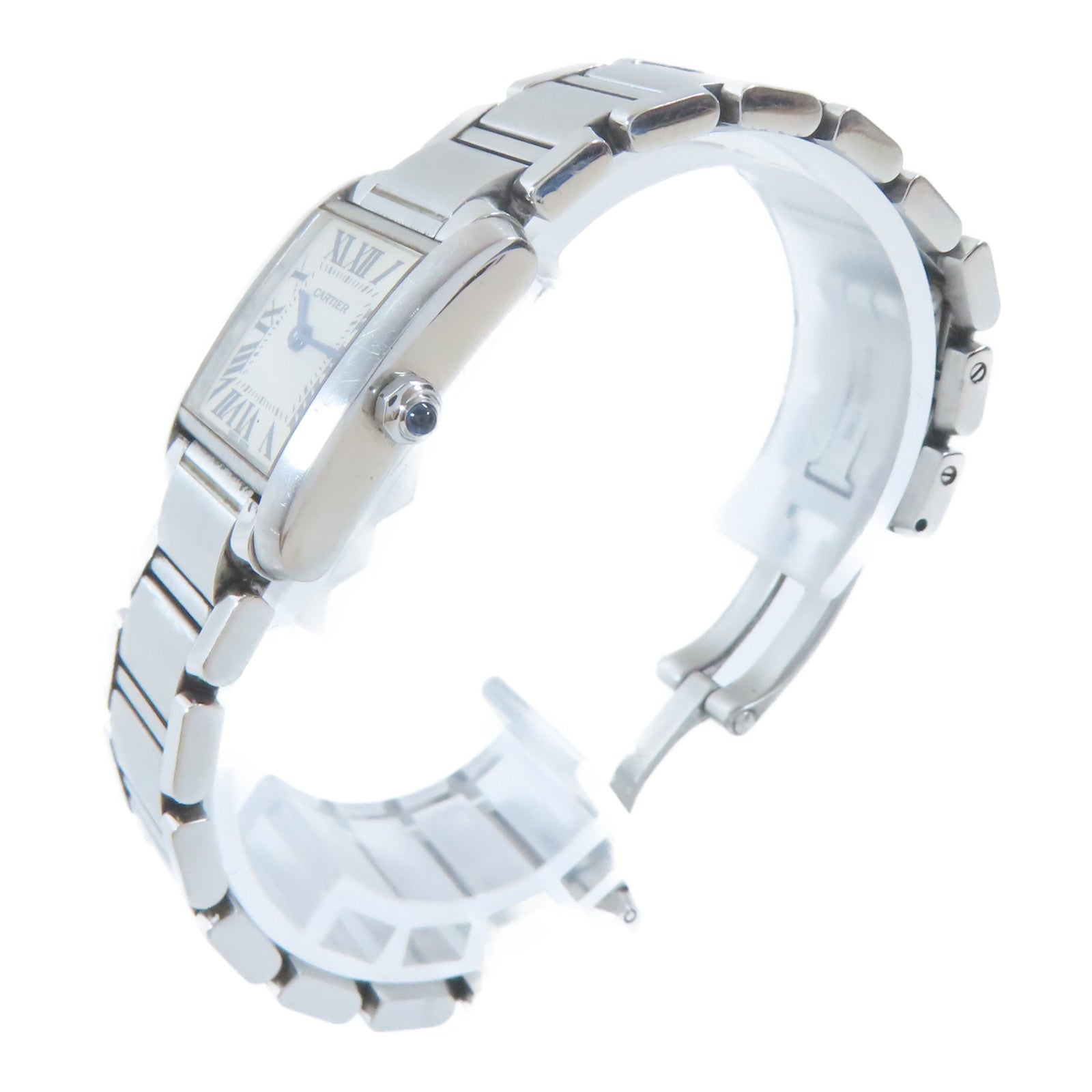 CARTIER Tank Francaise不鏽鋼手錶石英機芯白色#13.75cm