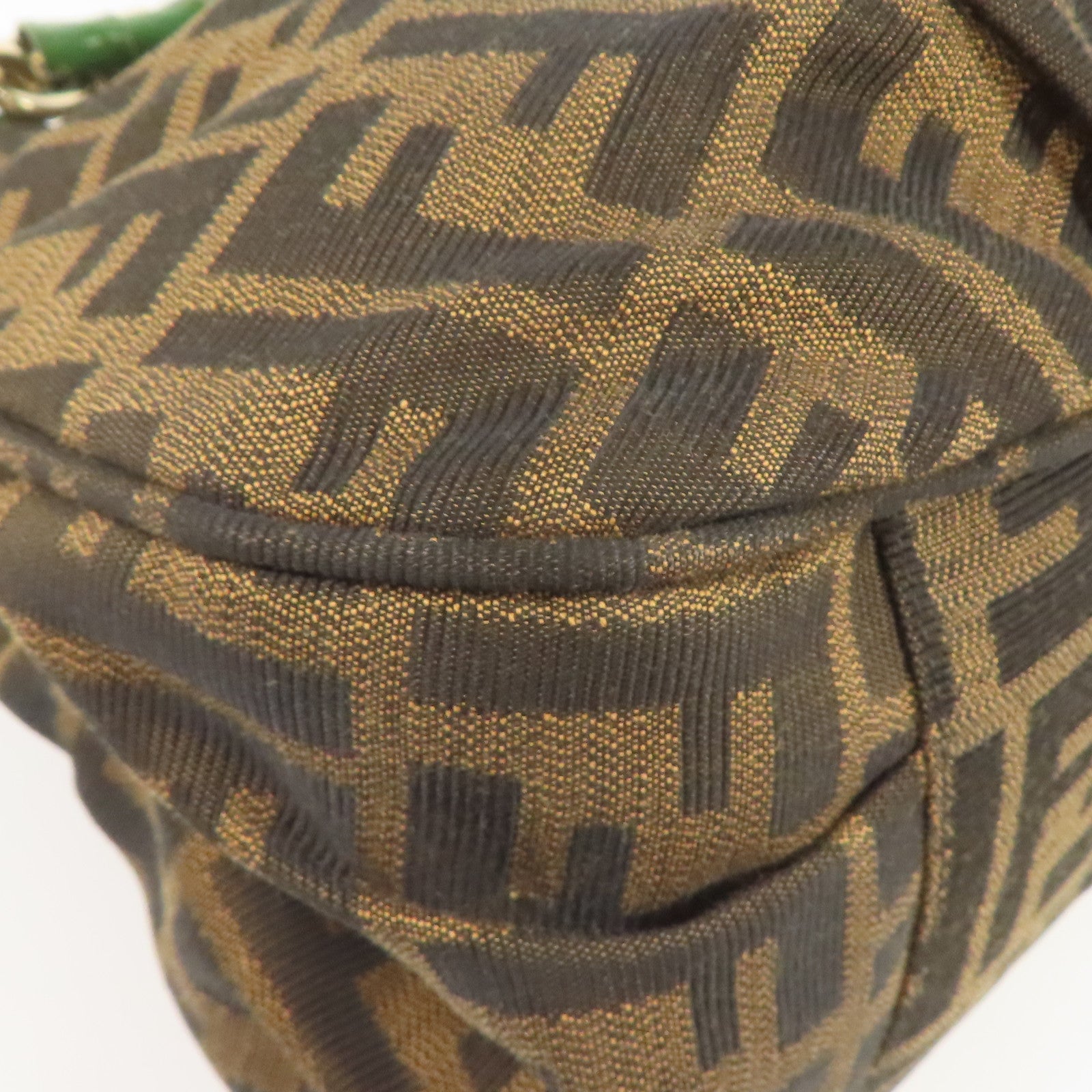 FENDI GHW Mia Tote Bag Shoulder Bag Canvas Brown/Green