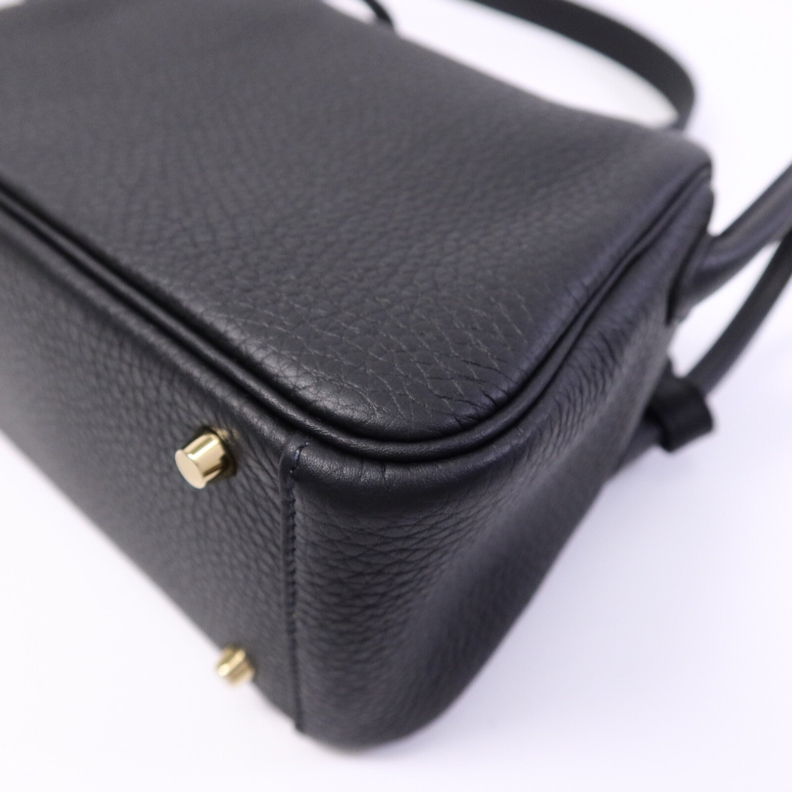 HERMES Clemence皮革Mini Lindy手挽肩背兩用袋Noir