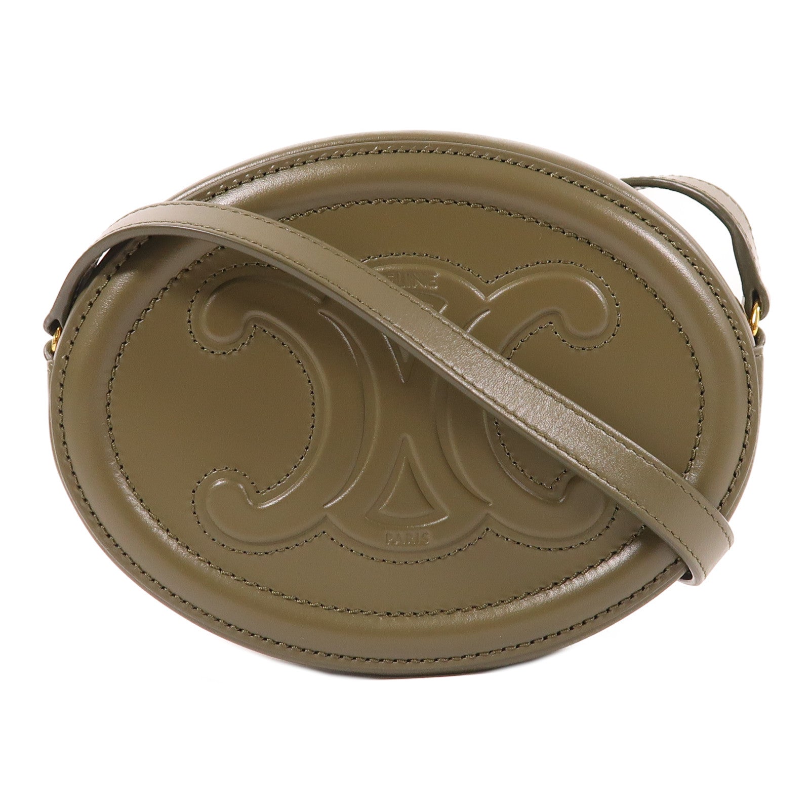 CELINE 【激減優惠】牛皮皮革Oval金扣肩背袋