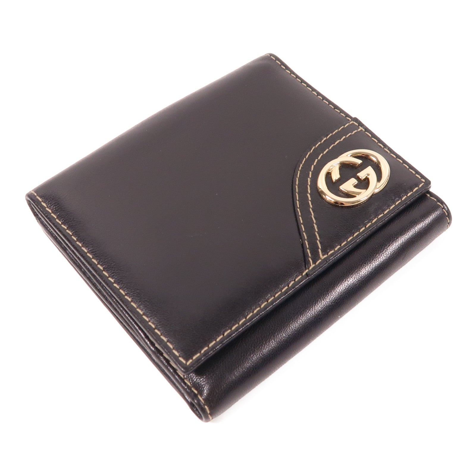 GUCCI 【激減優惠】牛皮皮革Wallet銀扣錢包