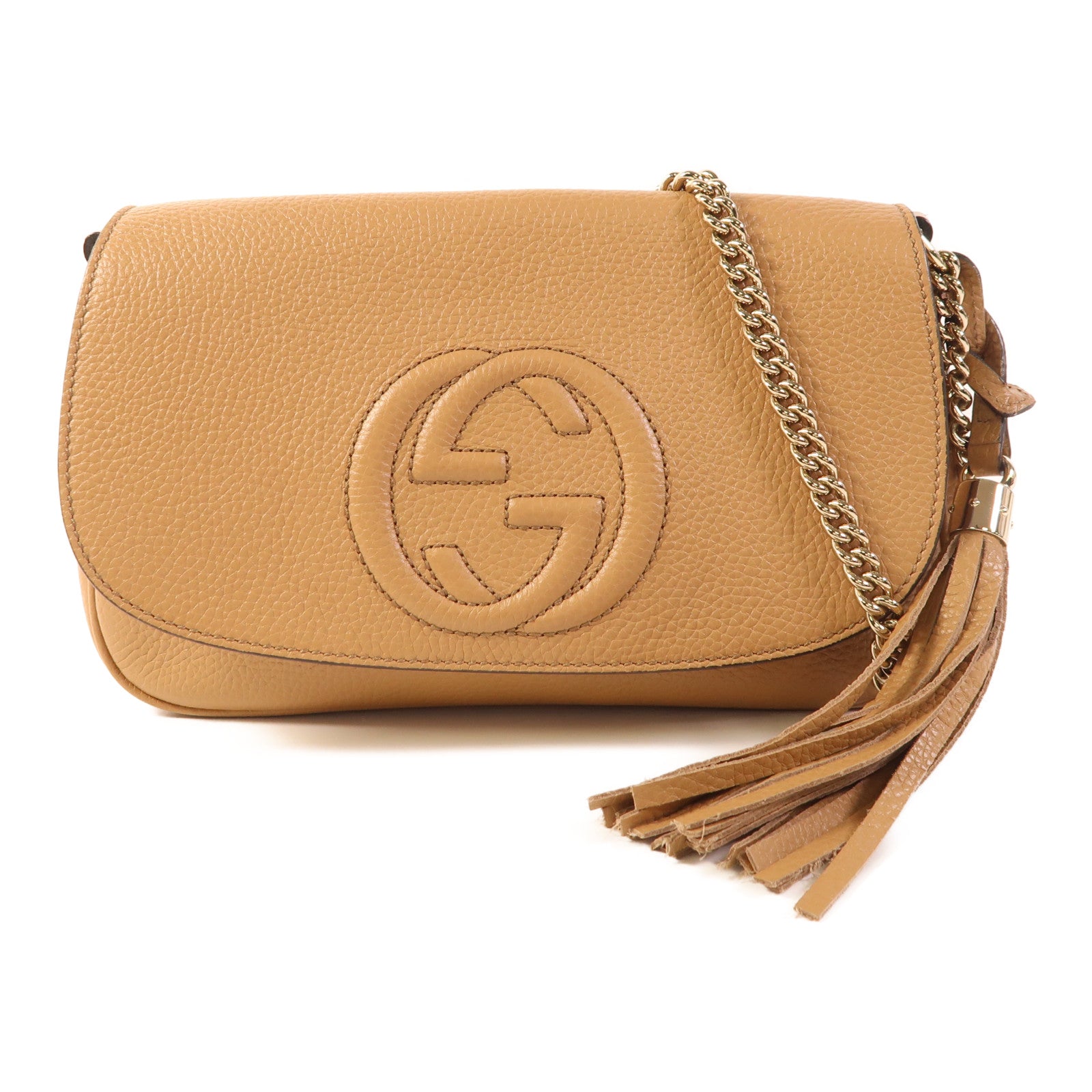 GUCCI GG GHW Chain Shoulder Bag 536224 Calfskin Leather Brown