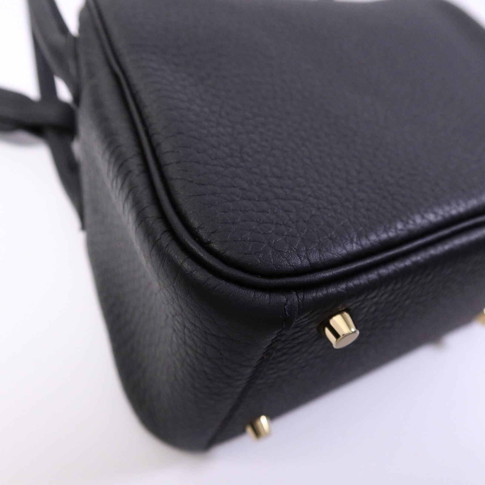 HERMES Clemence皮革Mini Lindy手挽肩背兩用袋Noir
