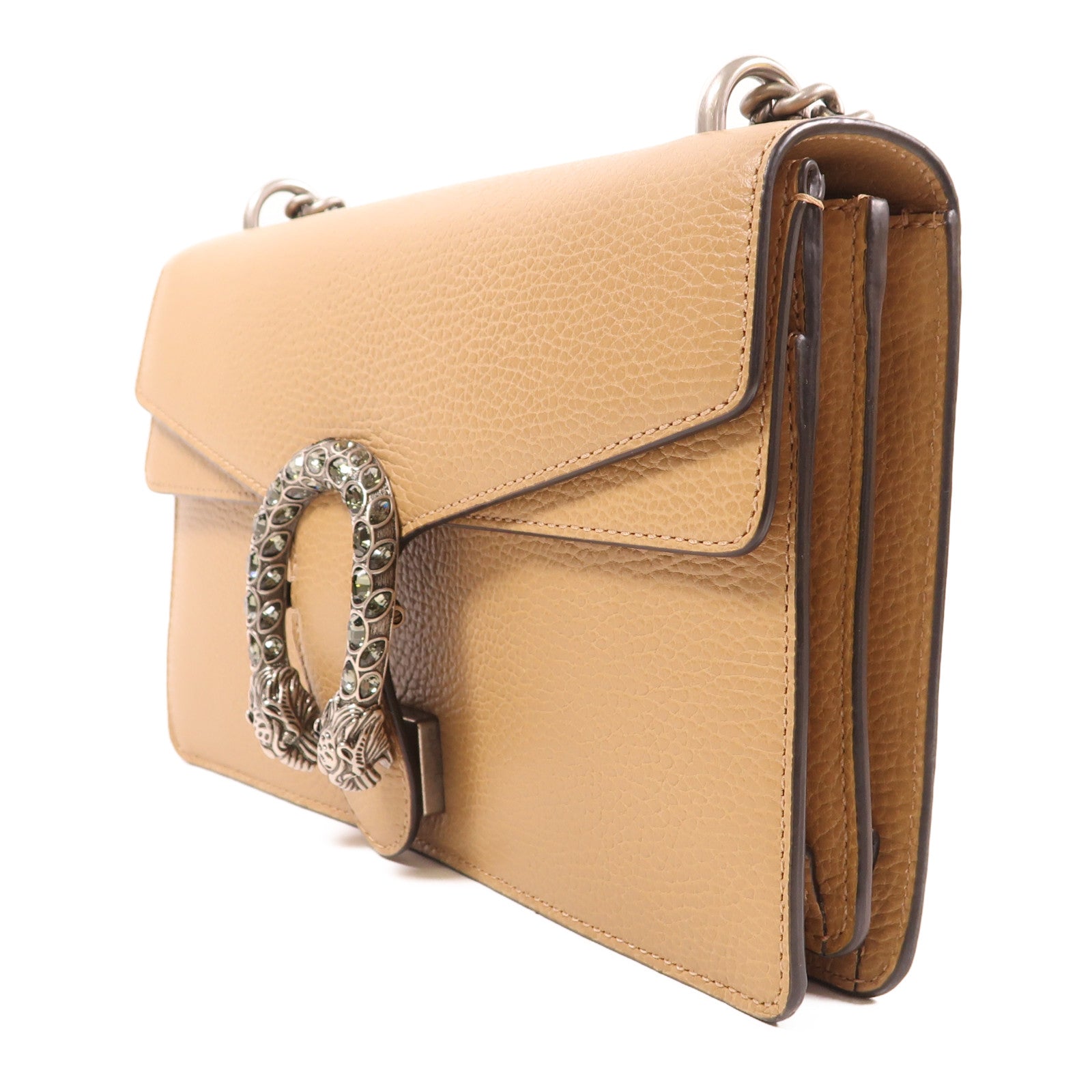 GUCCI 牛皮皮革Dionysus銀扣鏈帶肩背袋