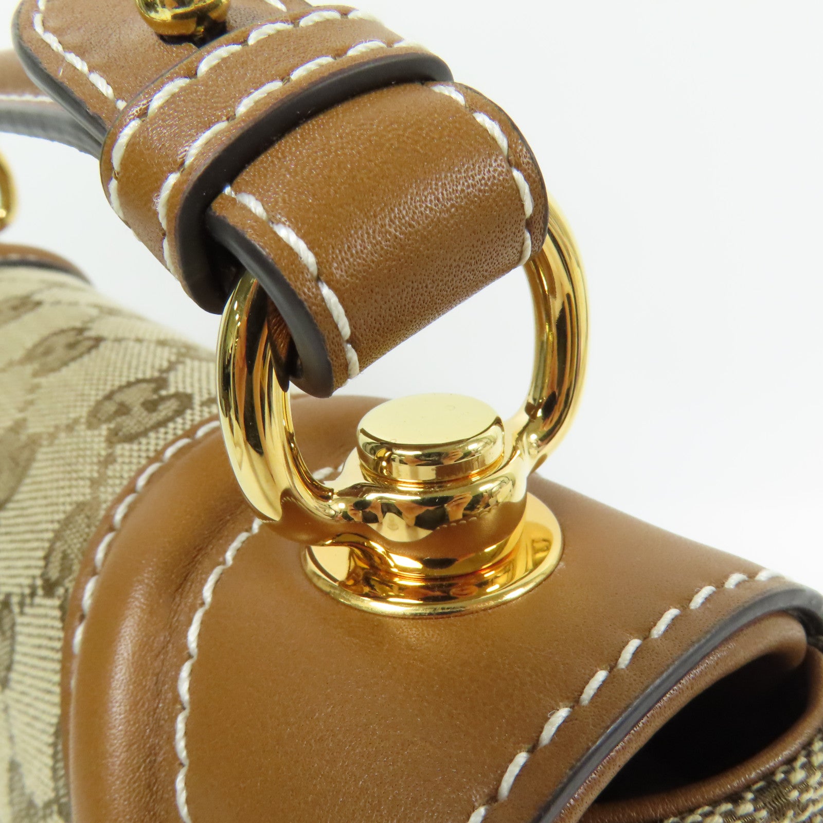 GUCCI 帆布Medium Blondie金扣手挽袋