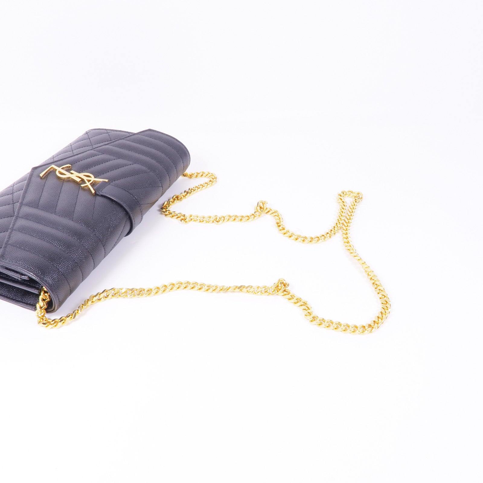SAINT LAURENT 牛皮皮革Envelope Small金扣鏈帶肩背袋
