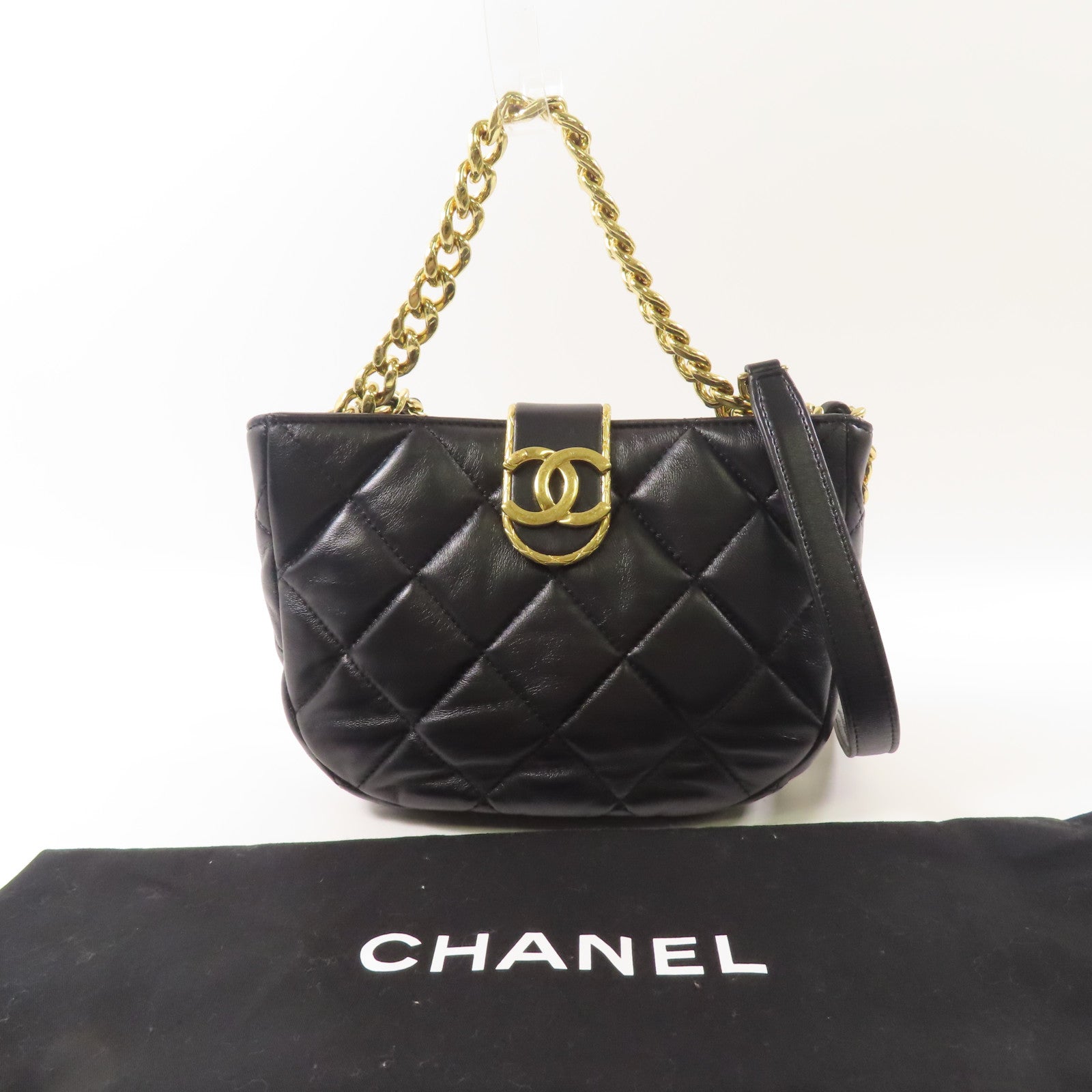 CHANEL【激減優惠】 羊皮皮革Shoulder Bag金扣鏈帶手挽肩背兩用袋