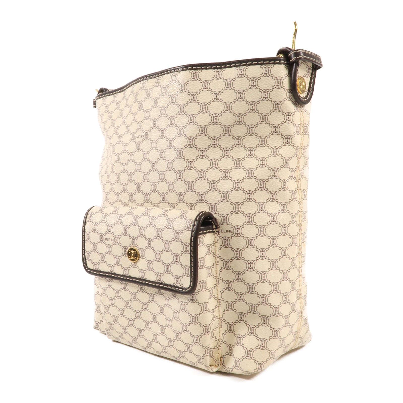 CELINE 帆布Vitage Shoulder Bag金扣肩背袋