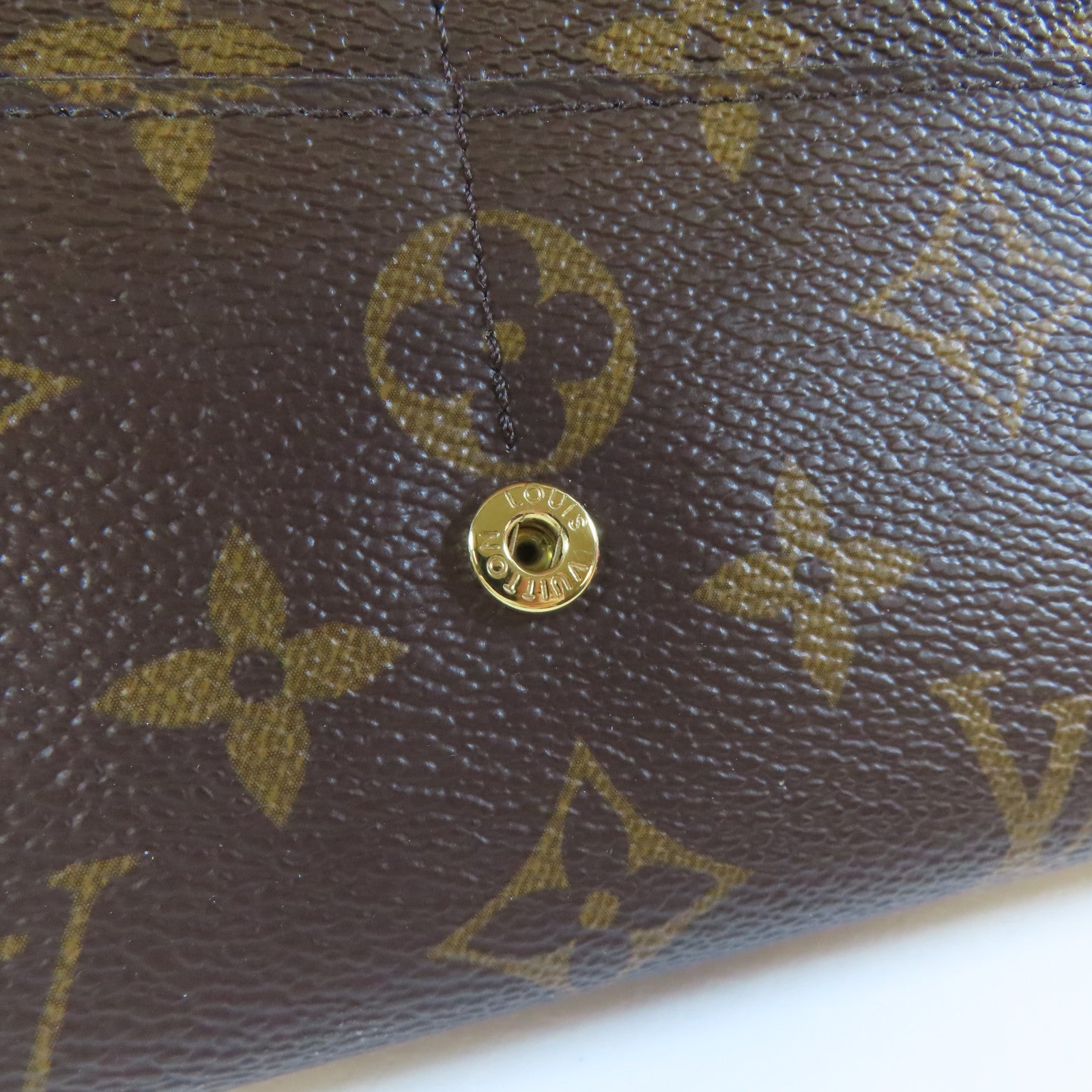 LOUIS VUITTON Monogram Wallet金扣啪鈕長錢包啡色