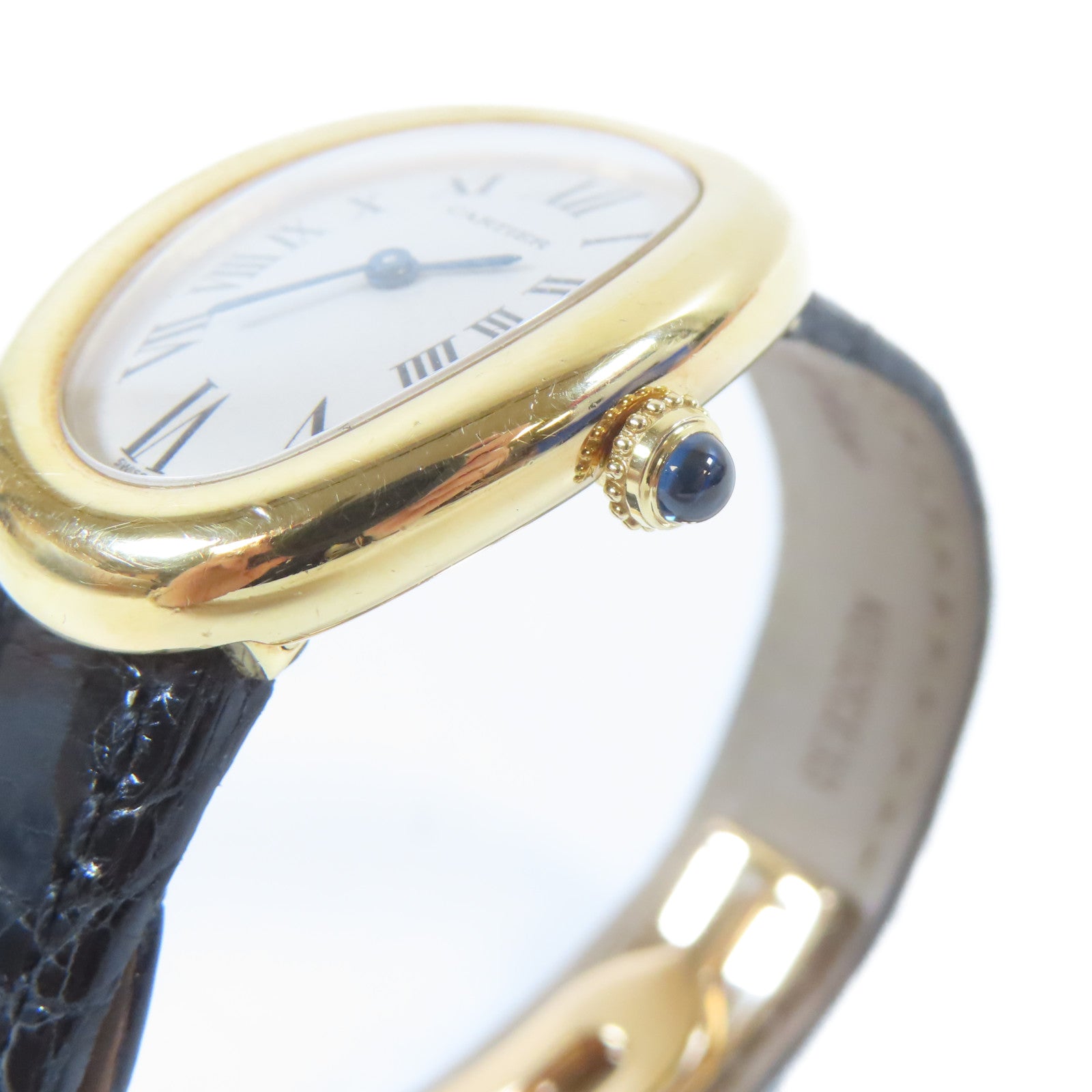 CARTIER Baignoire 18K黃金石英機芯手錶白色