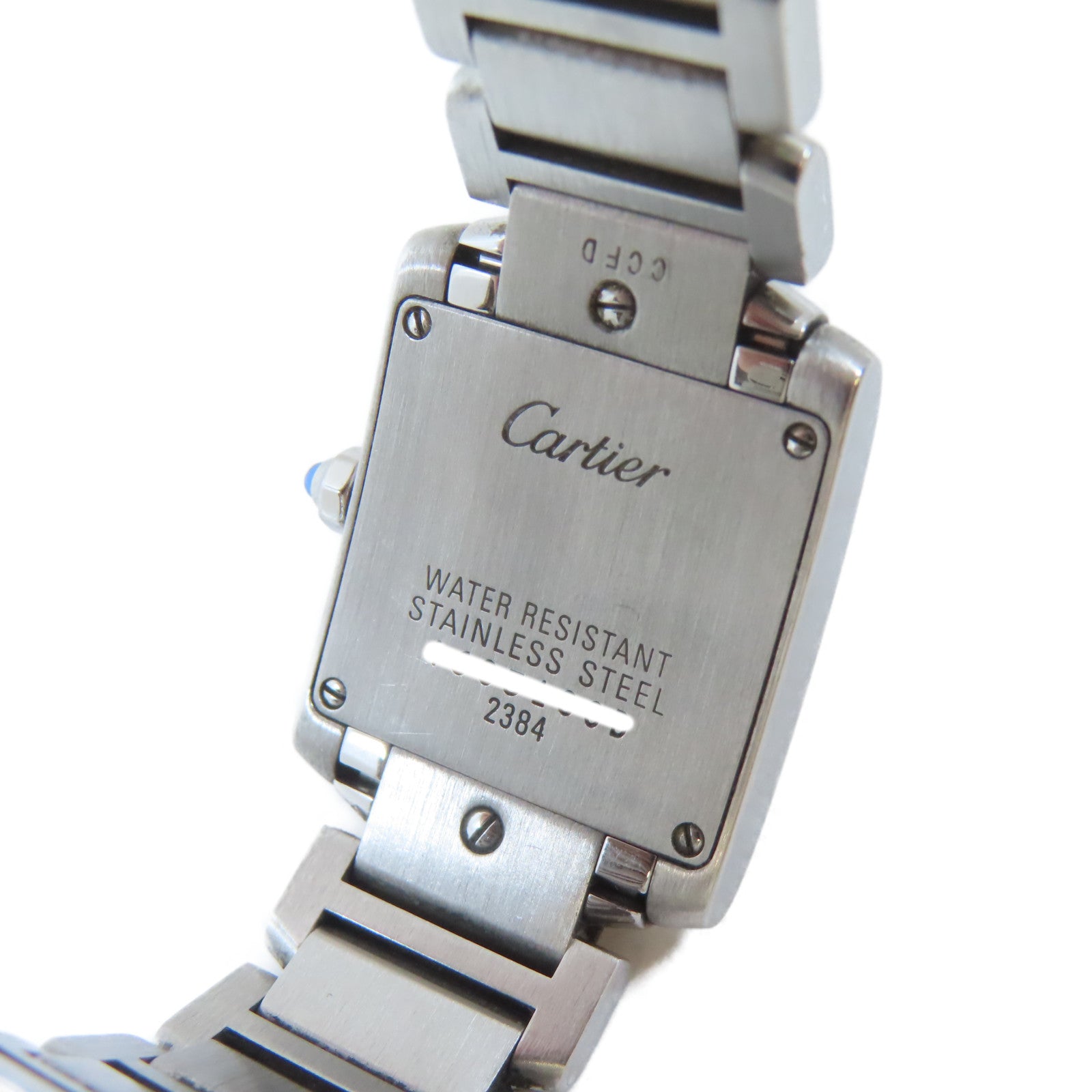 CARTIER Tank Francaise不鏽鋼手錶石英機芯白色#13.75cm