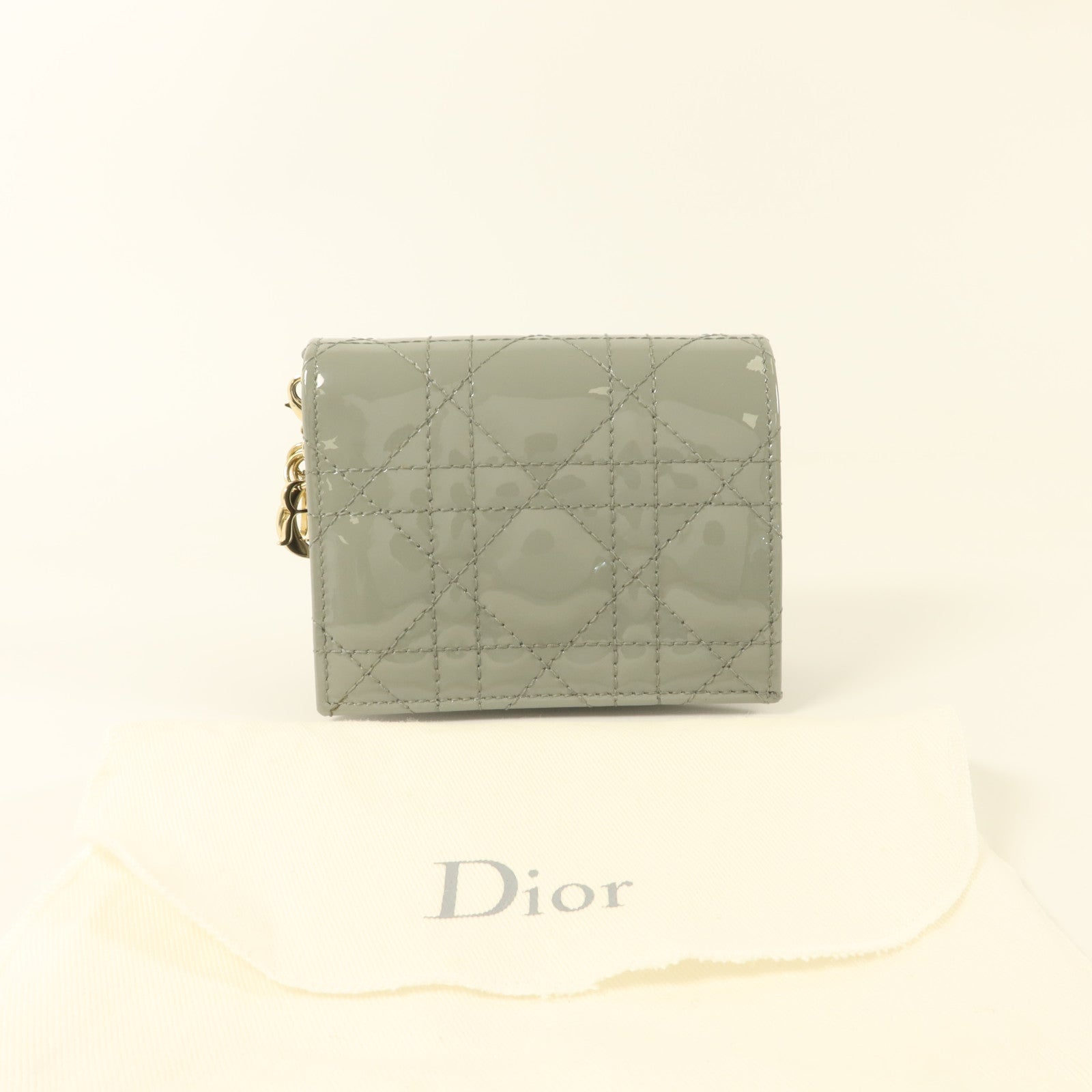 Dior 漆皮皮革Gardenia Wallet金扣錢包