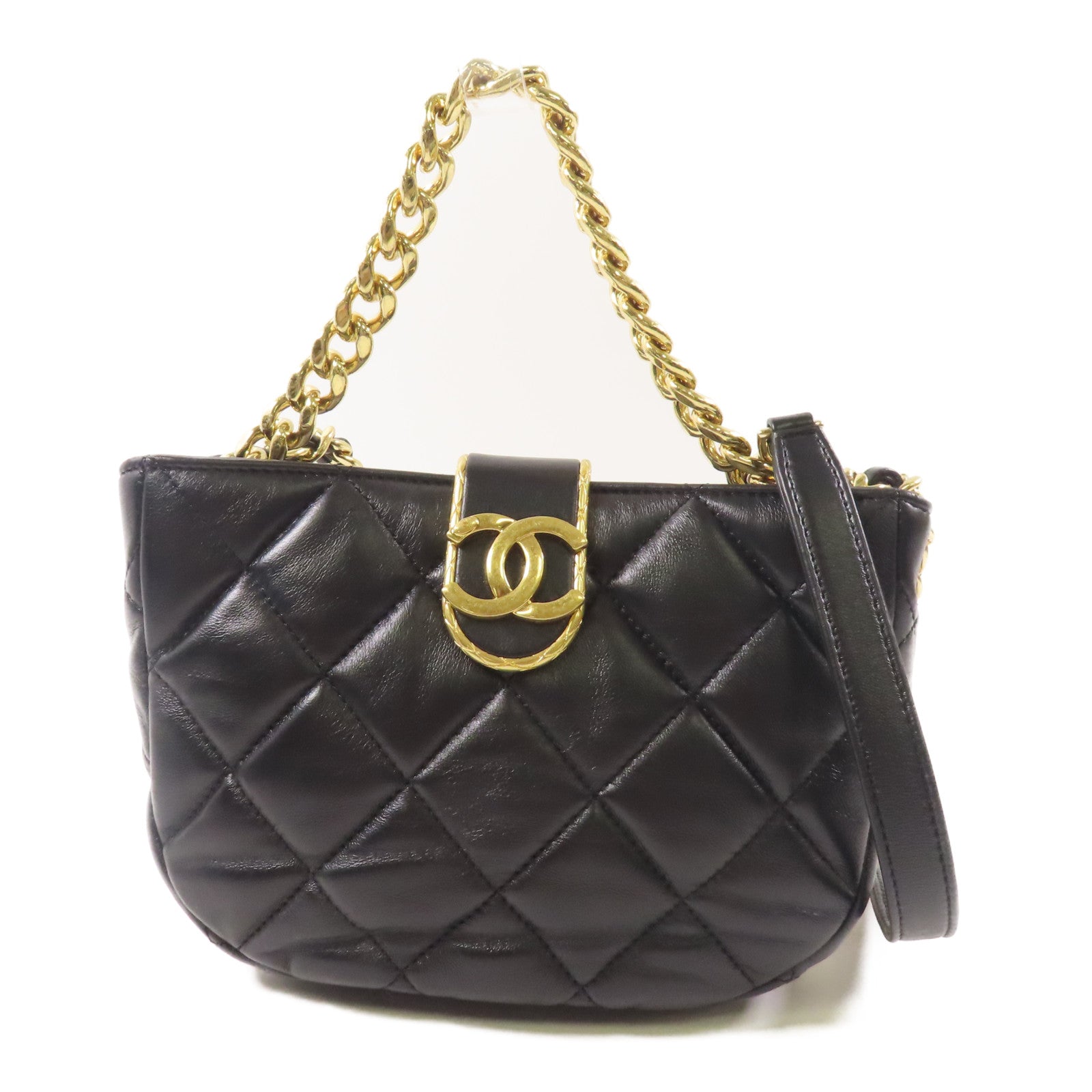 CHANEL【激減優惠】 羊皮皮革Shoulder Bag金扣鏈帶手挽肩背兩用袋
