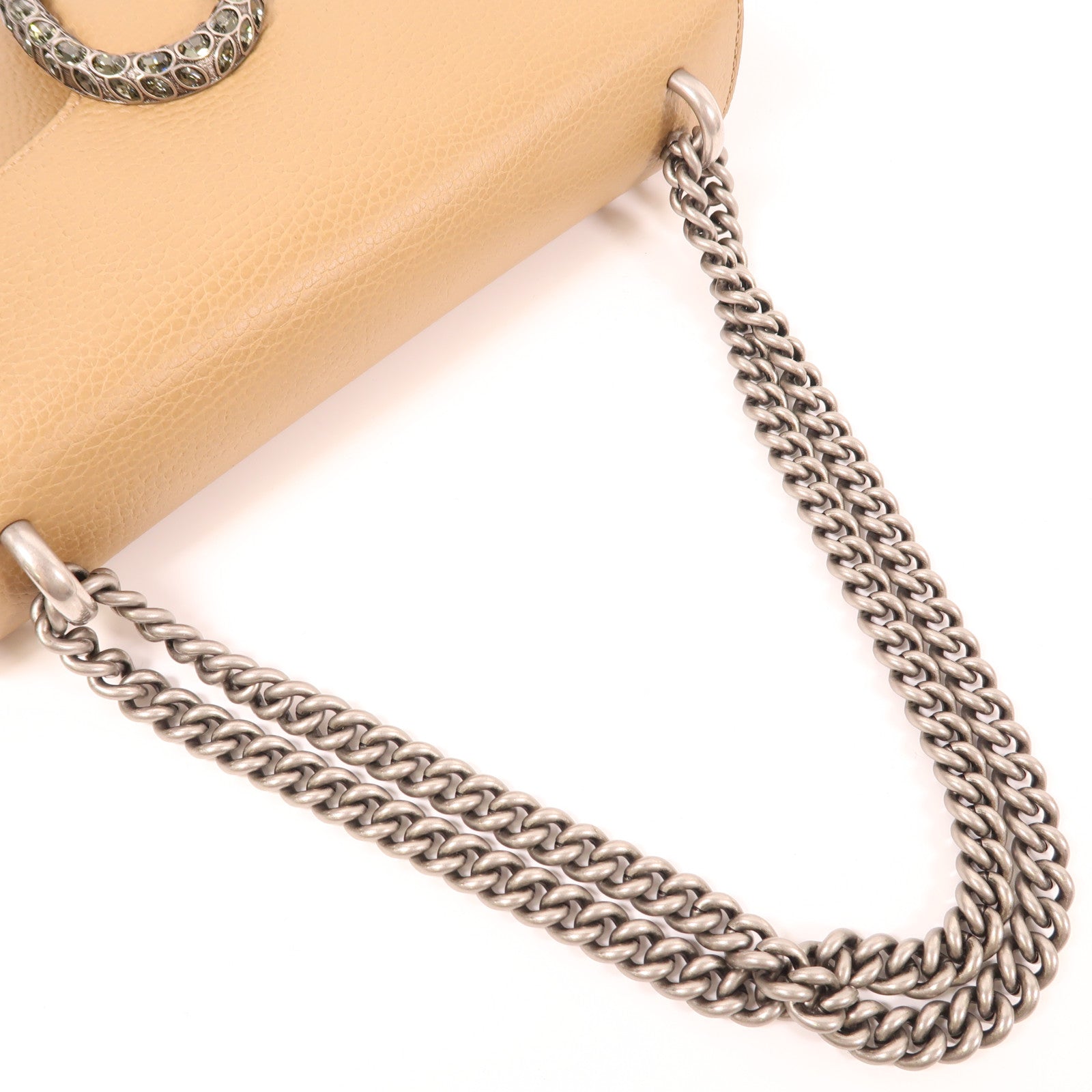 GUCCI 牛皮皮革Dionysus銀扣鏈帶肩背袋