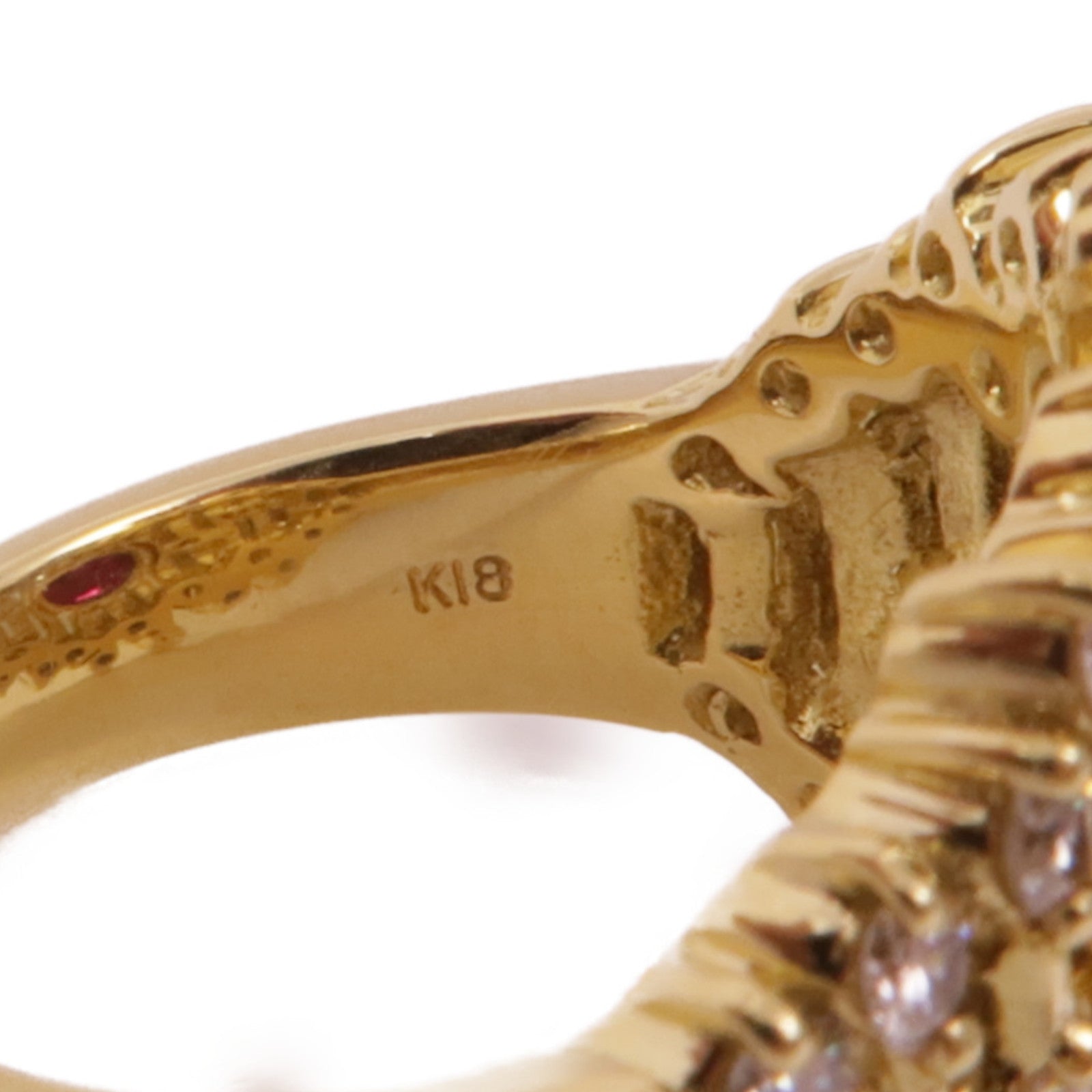 JEWELRY 【激減優惠】18K黃金Ruby Diamond Ring紅寶石/鑽石戒指US#5.5