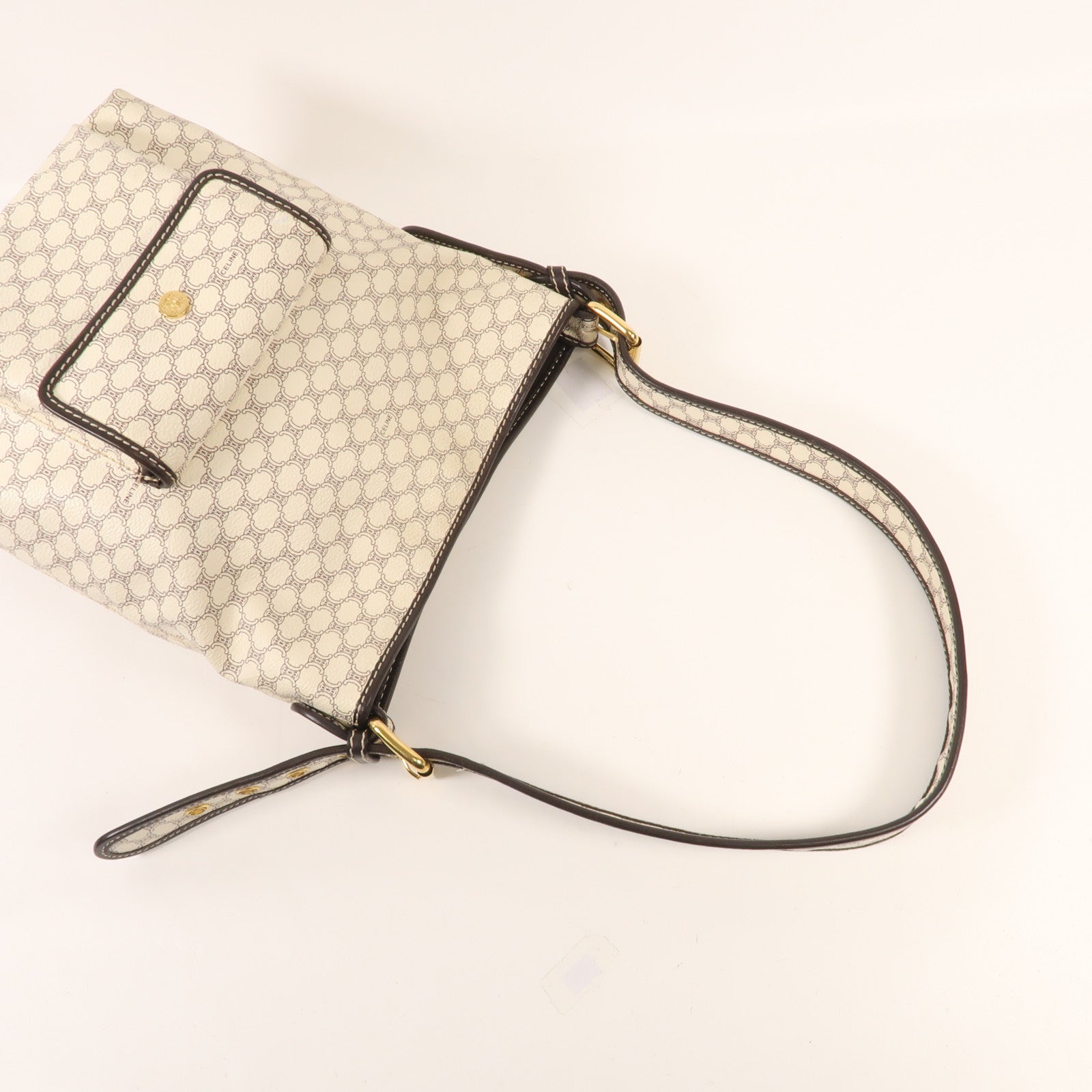 CELINE 帆布Vitage Shoulder Bag金扣肩背袋