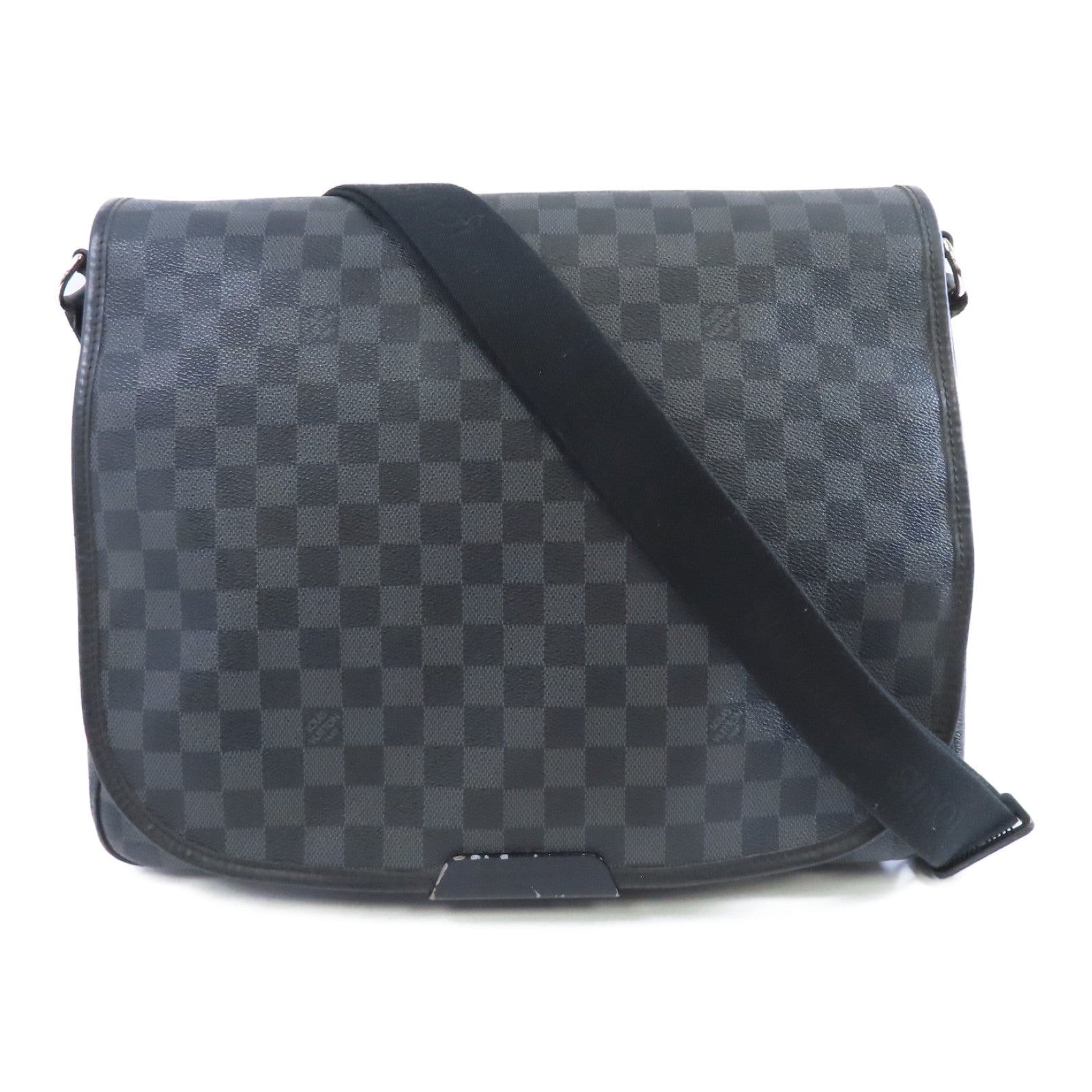 LOUIS VUITTON 【激減優惠】Damier Graphite Daniel GM銀扣肩背袋黑色/灰色