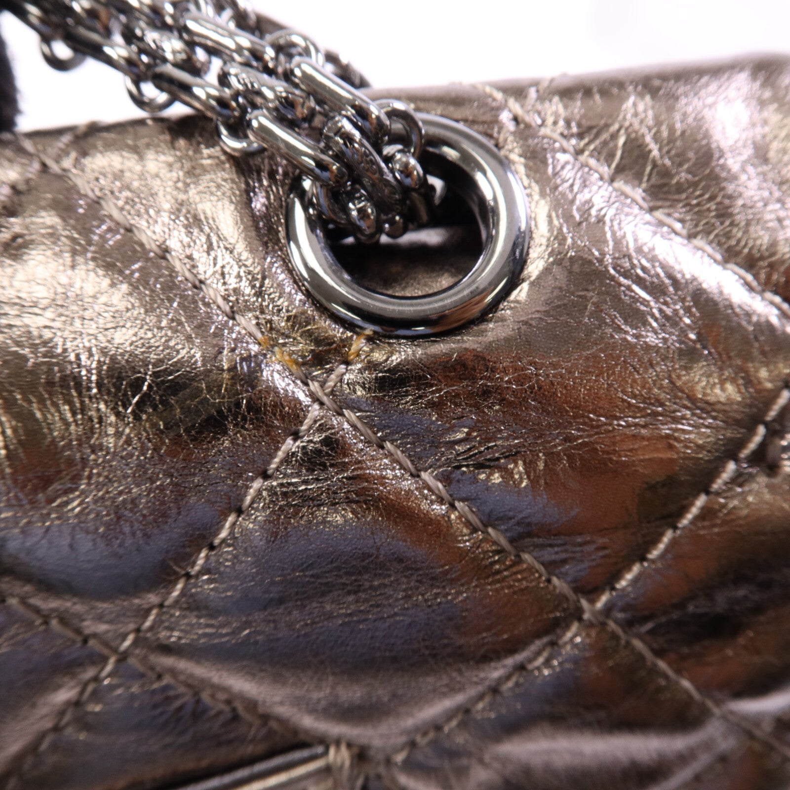 CHANEL 牛皮皮革2.55 Large銀扣鏈帶肩背袋