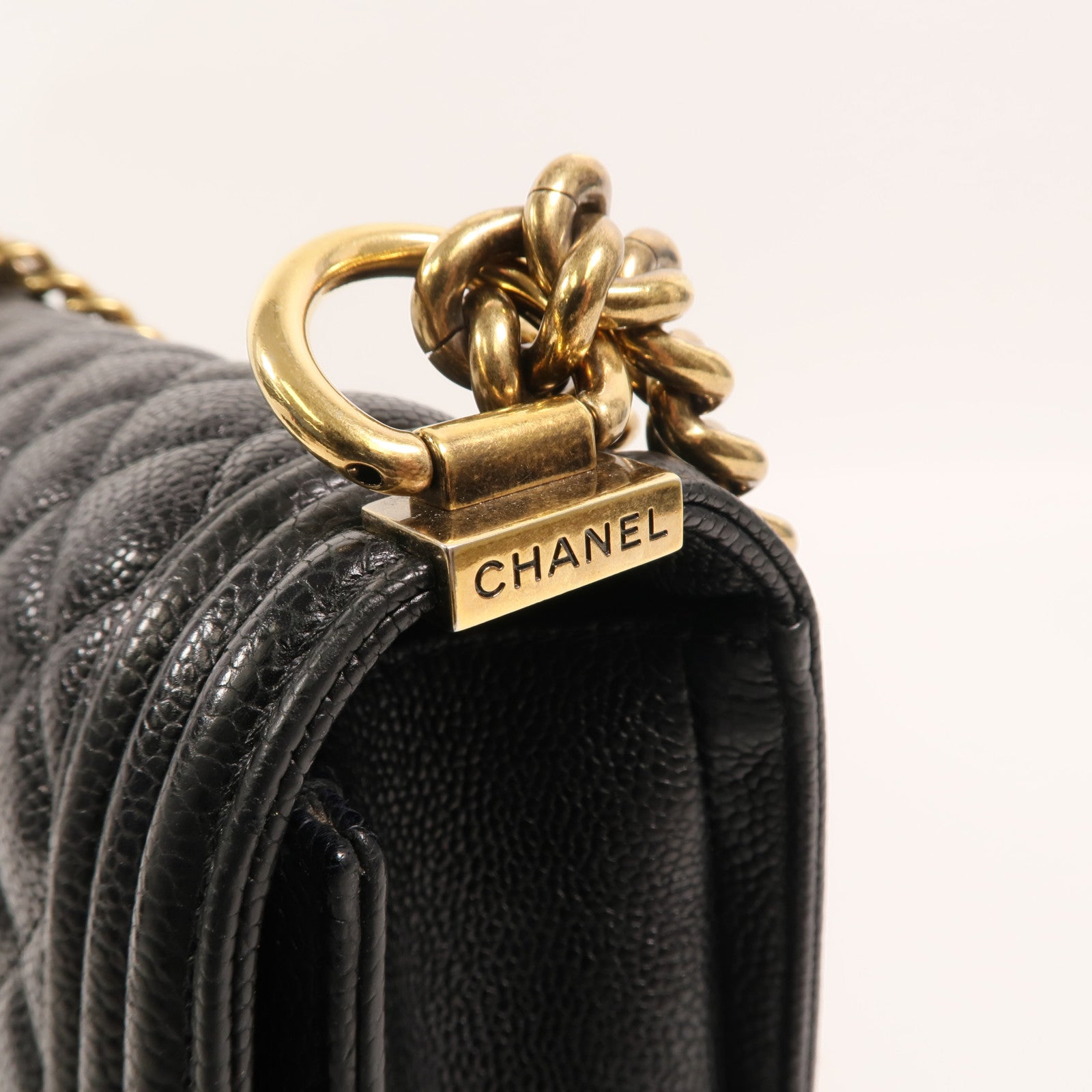CHANEL 牛皮皮革Boy 25鏈帶手挽肩背兩用袋