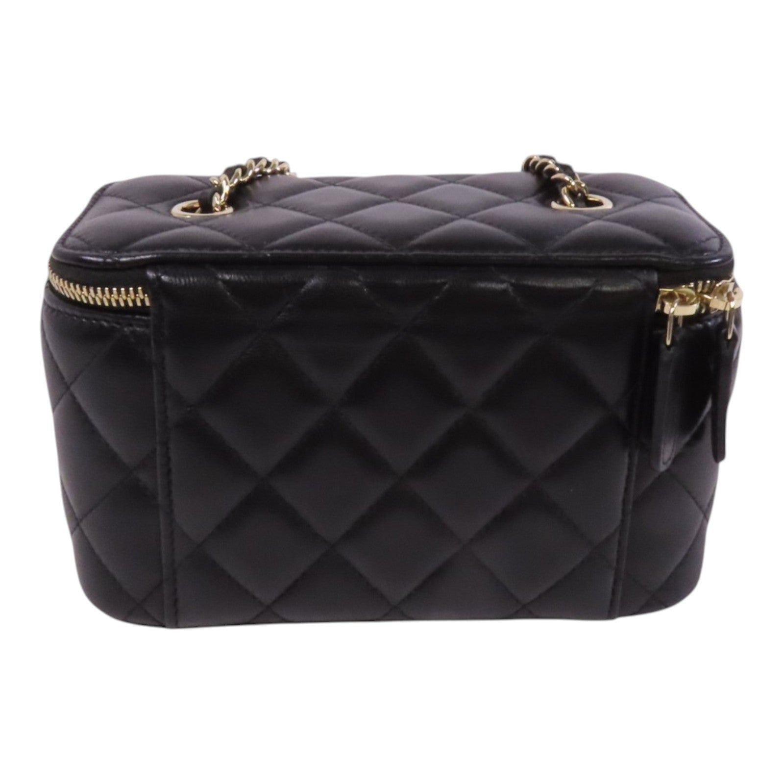 CHANEL 【激減優惠】羊皮皮革Vanity Case金扣鏈帶肩袋