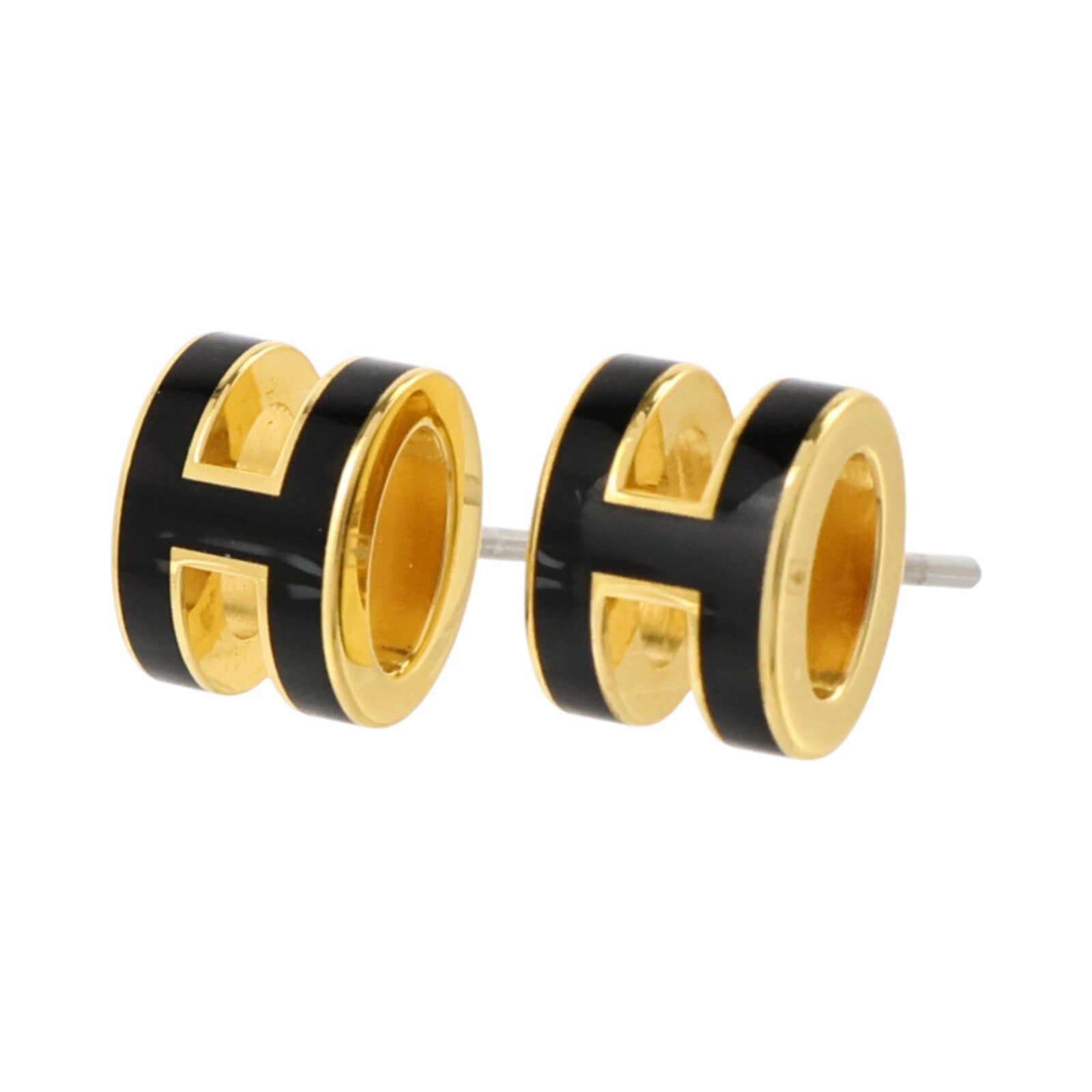 HERMES 金屬/琺瑯Mini Pop H耳環Black