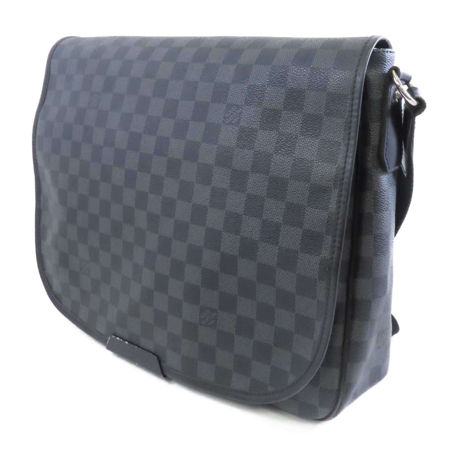 LOUIS VUITTON 【激減優惠】Damier Graphite Daniel GM銀扣肩背袋黑色/灰色