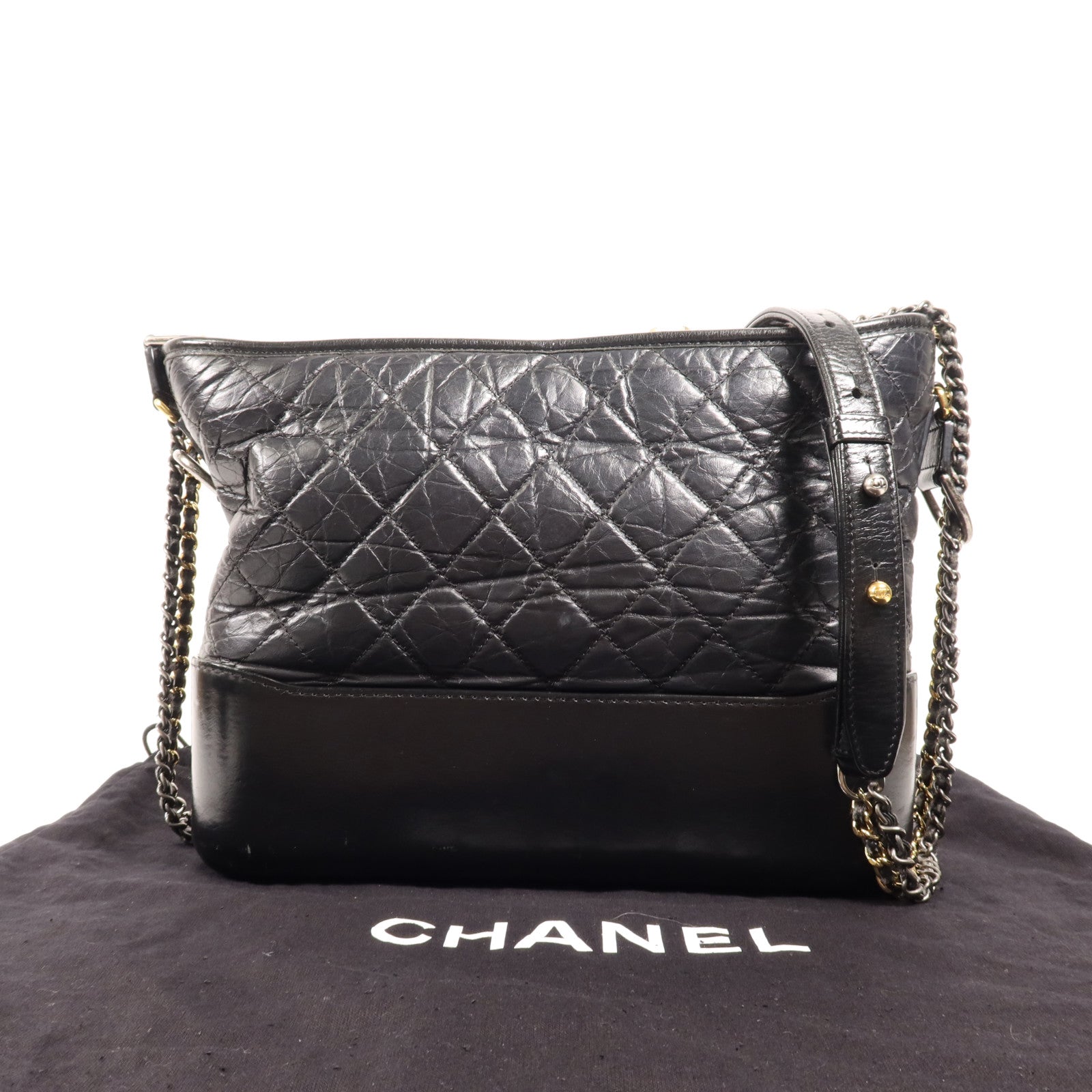 CHANEL 牛皮皮革Gabrielle Medium鏈帶肩背袋