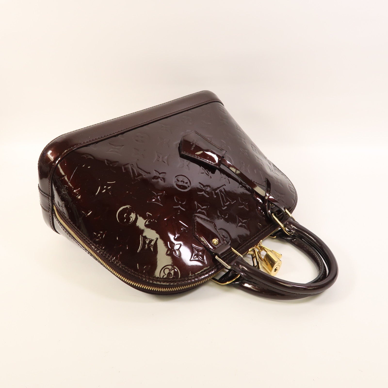 LOUIS VUITTON Monogram Vernis Alma PM金扣手挽袋