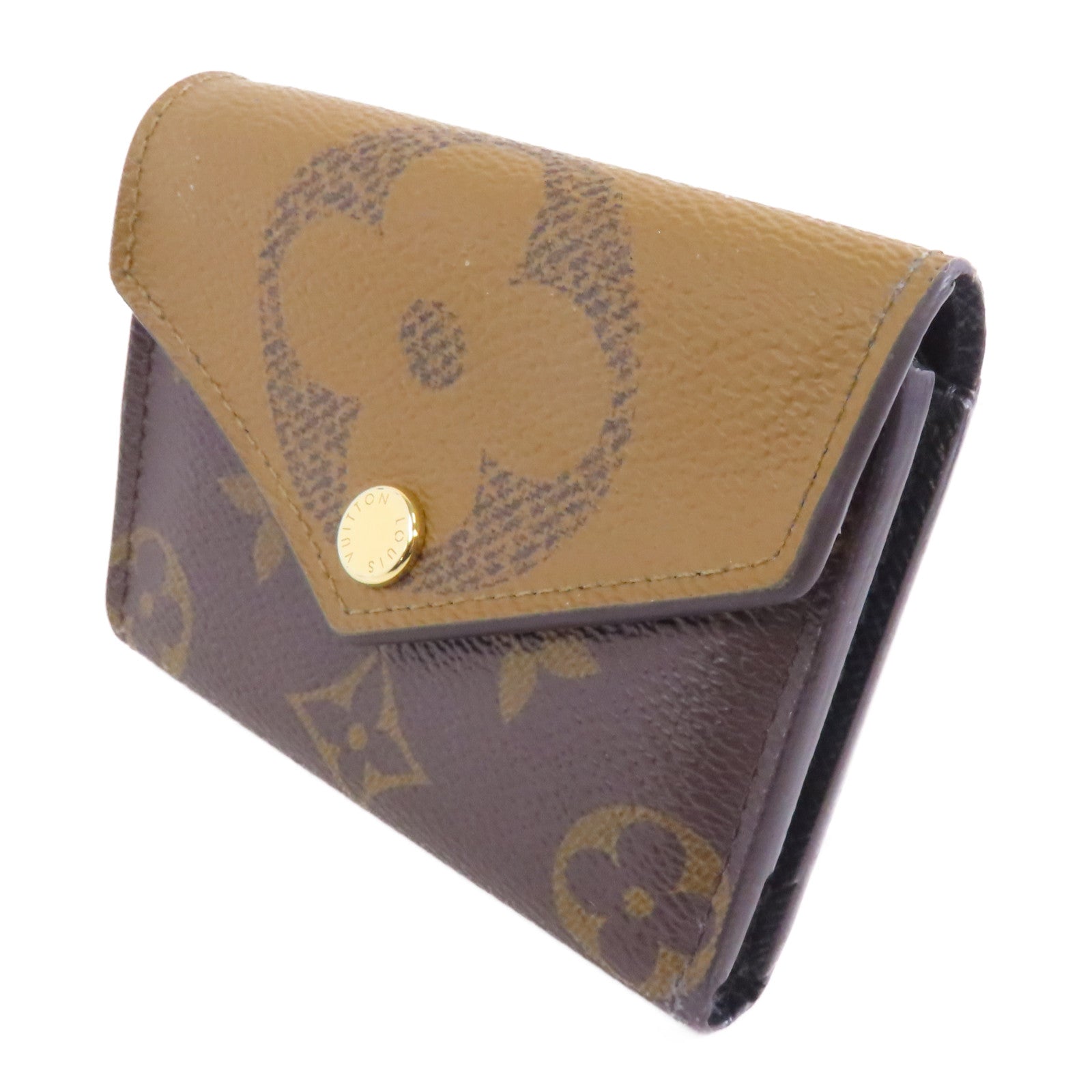 LOUIS VUITTON Monogram Giant Reverse Wallet金扣錢包棕色